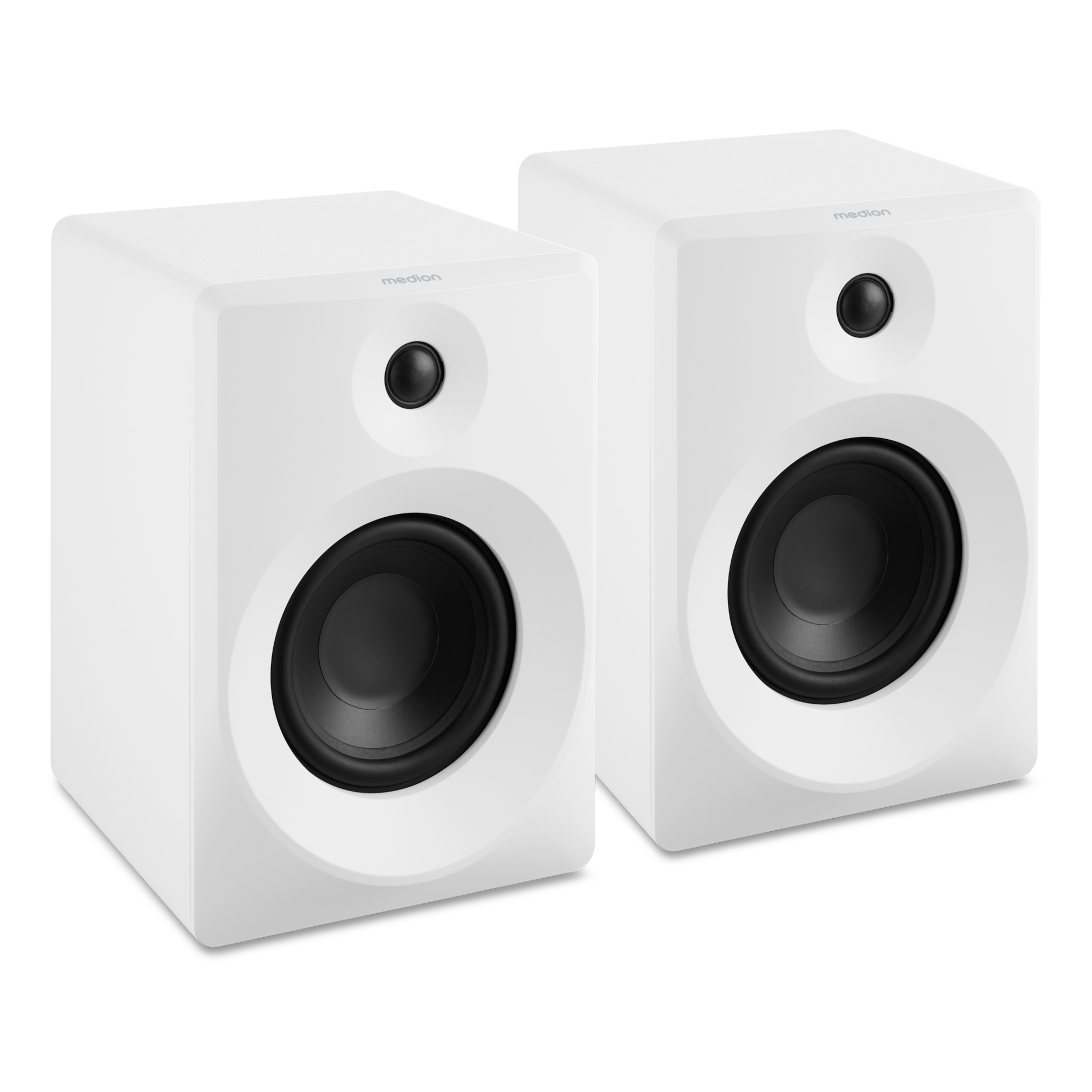 MEDION® LIFE® P61925 Regallautsprecher, aktiver & passiver Lautsprecher, 2-Wege-System, Bluetooth® 5.0, Stereo-Sound mit integriertem Hochtöner und Subwoofer, 2 x 50 W RMS