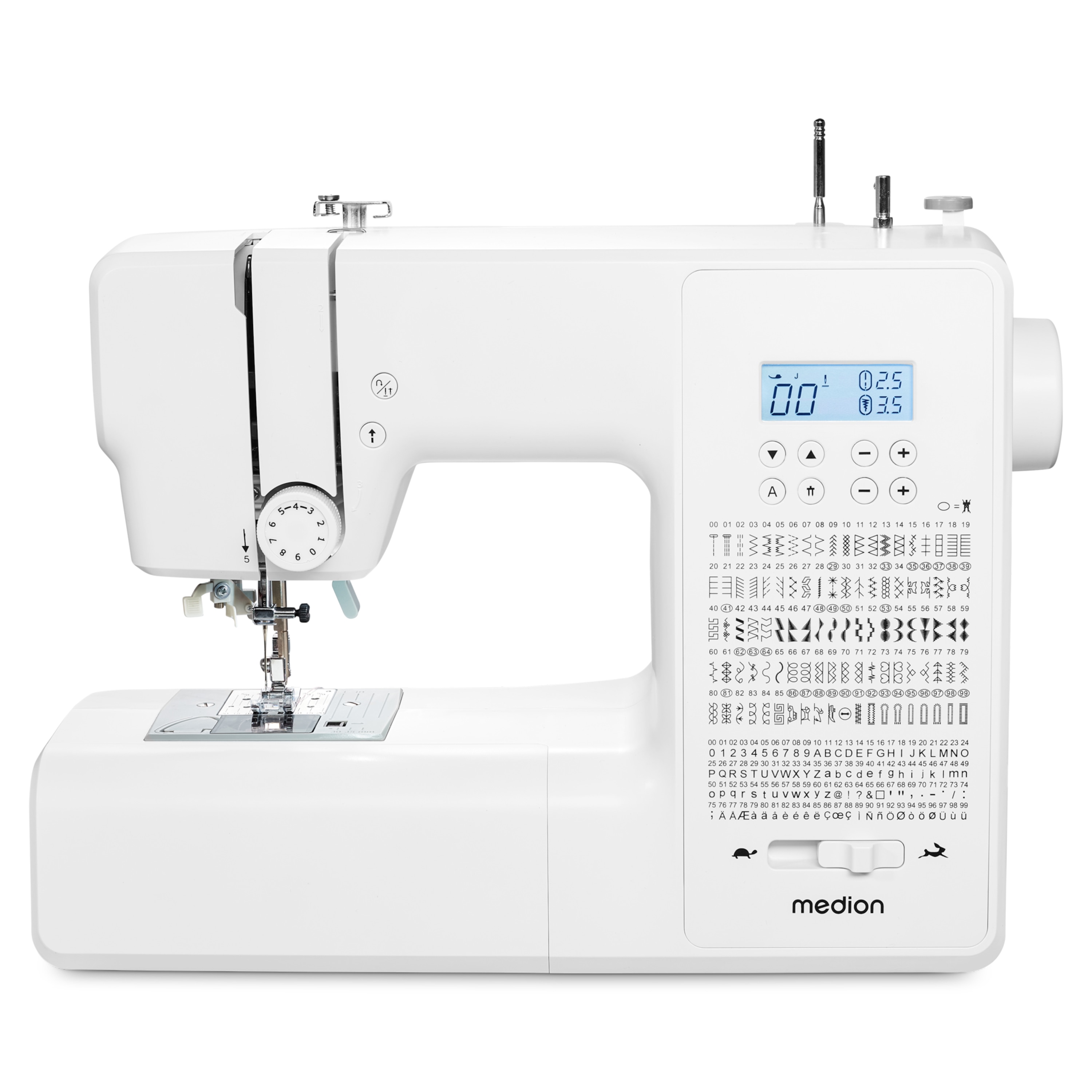 MEDION® LIFE® Digitale Nähmaschine SD36 (MD11881), einstellbare Stichlänge und Stichbreite, 270 Stichmuster, Integriertes Zubehörfach, 36 Watt Motorleistung