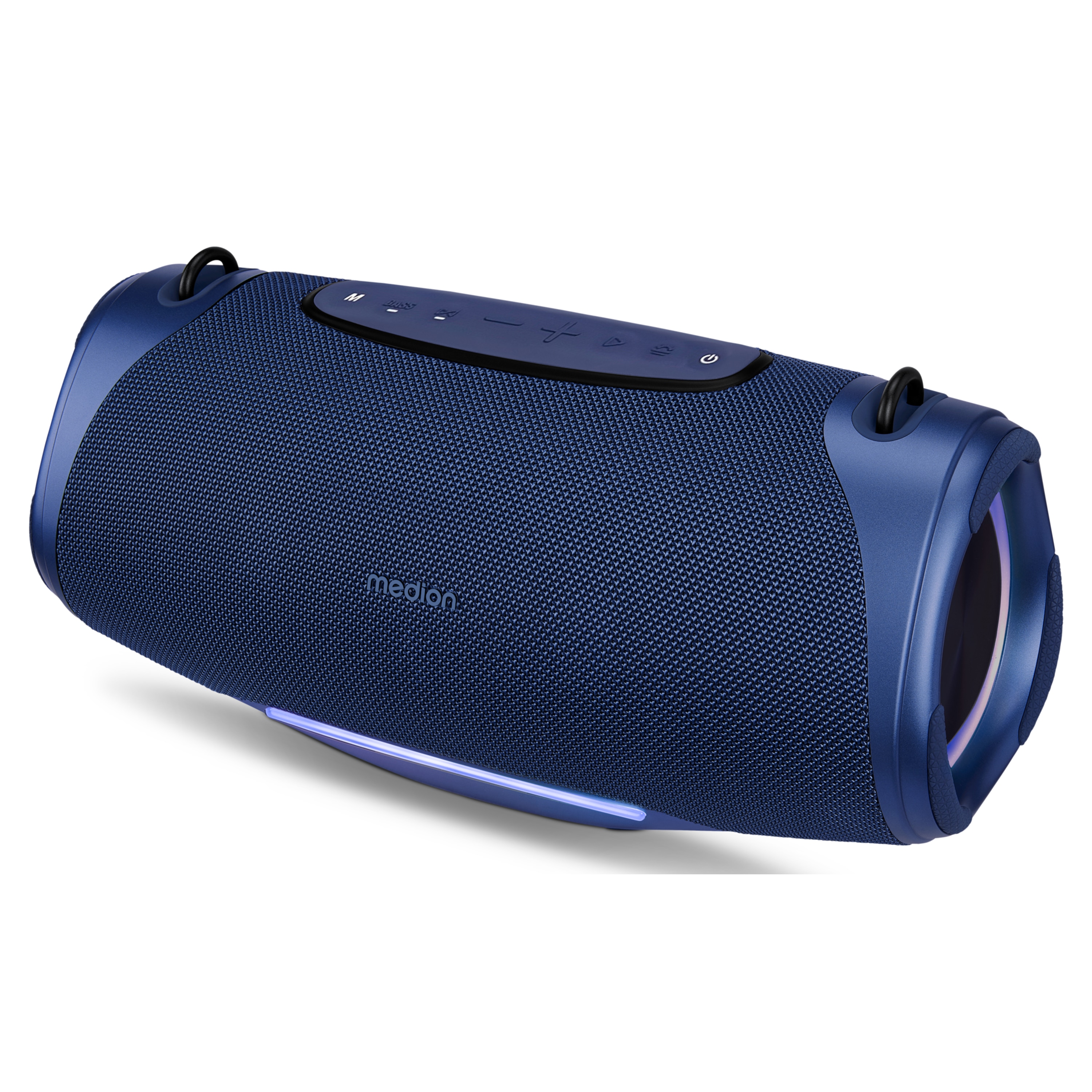 MEDION® LIFE® P61762 Tragbarer Bluetooth® Lautsprecher L, Dual Illuminated & Lightstrip (RGB-Lichteffekte), Bluetooth® 5.3, integrierter Akku mit bis zu 47 Stunden Laufzeit, robustes & mobiles Design, 2 x 25 W RMS