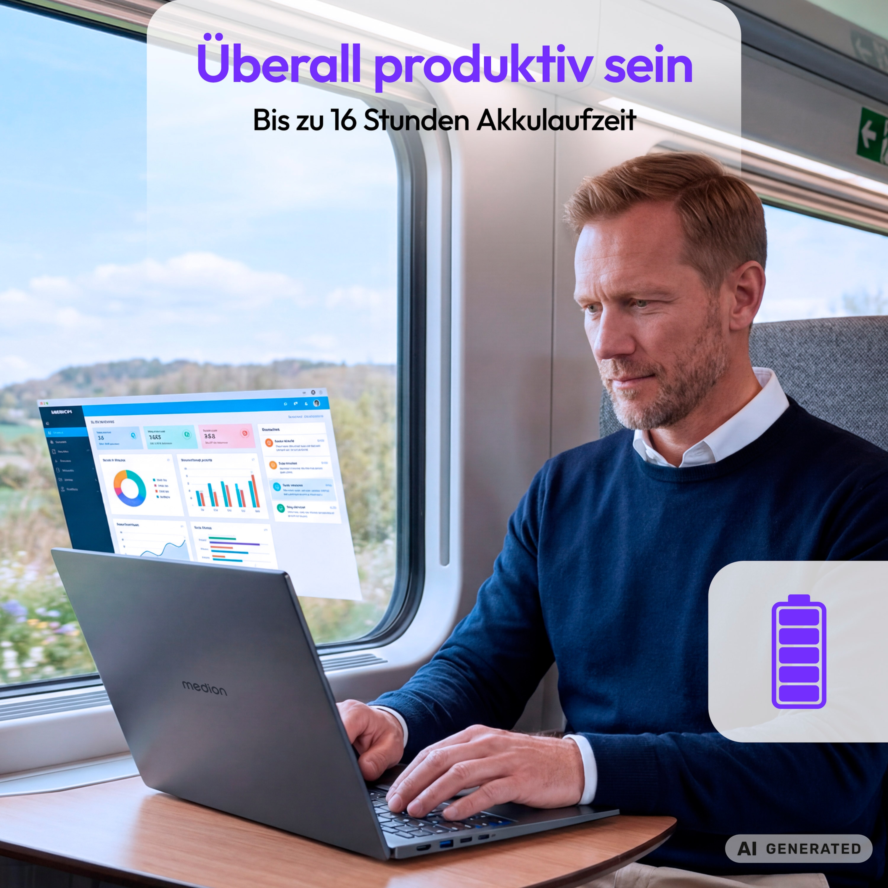 MEDION® Avantum 15 S2 Laptop, Intel® Core™ Ultra 7 258V, Windows 11 Home, 39,5 cm (15,6") FHD Display, 500 GB SSD, 32 GB RAM, KEIN NETZTEIL