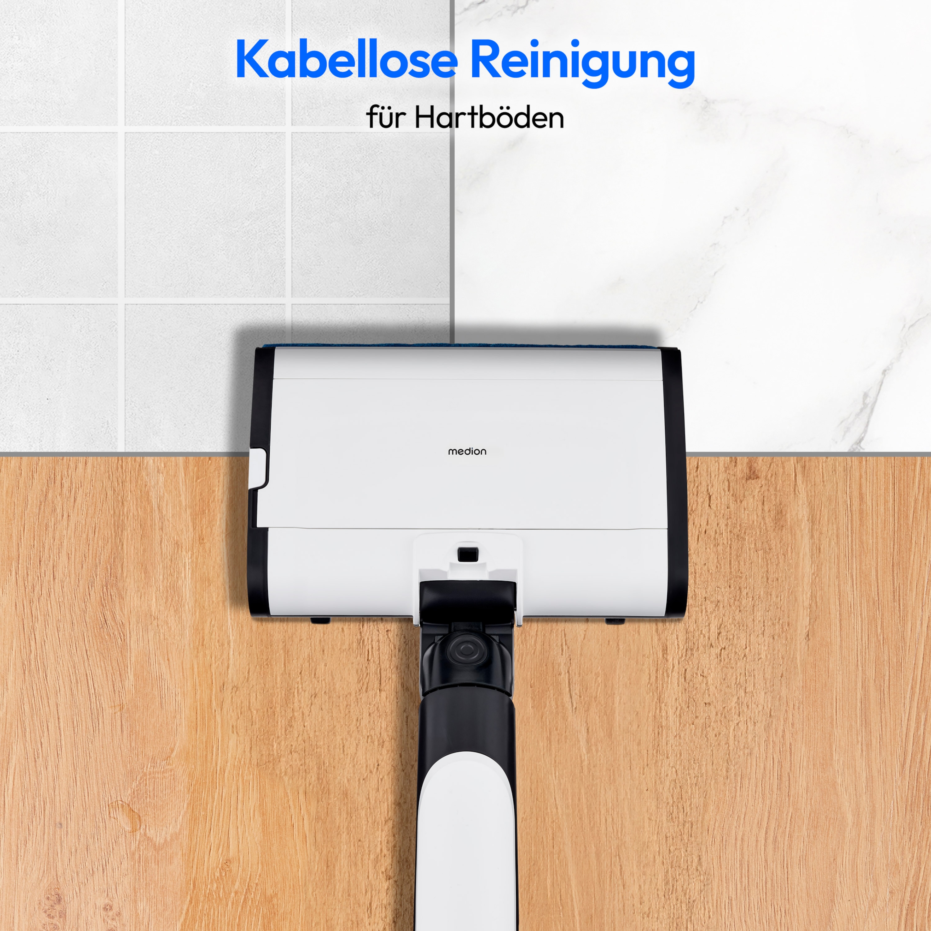 MEDION® LIFE H09 Hartbodenreiniger, getrennter Frischwasser und Schmutzwassertank, LED-Display, geeignet für alle Hartböden