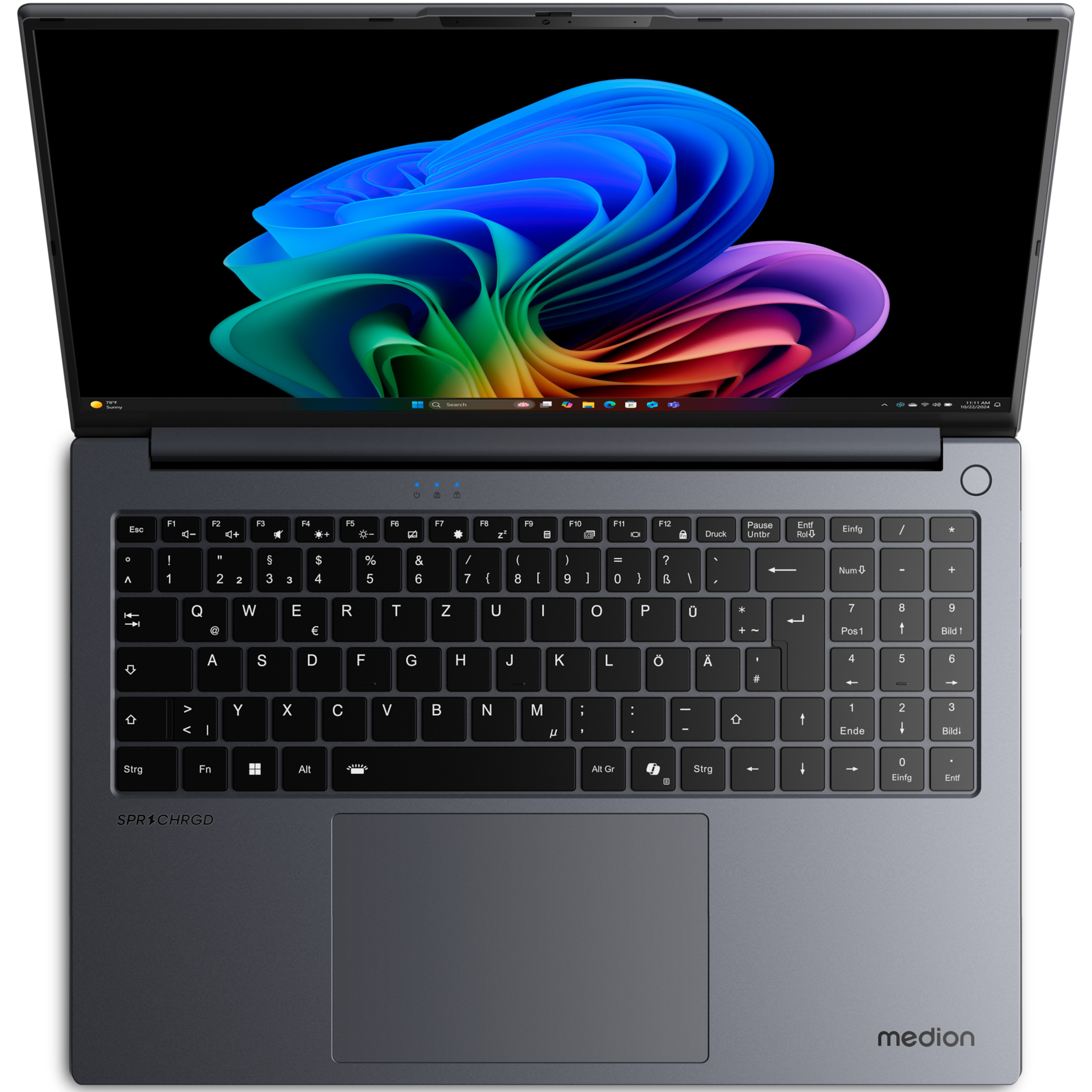 MEDION® SPRCHRGD 16 S1 OLED; Copilot+ PC, Intel® Core™ Ultra 7 258V , Windows 11 Home, 40,6 cm (16“) 2,8K OLED-Display, 1 TB SSD, 32 GB RAM