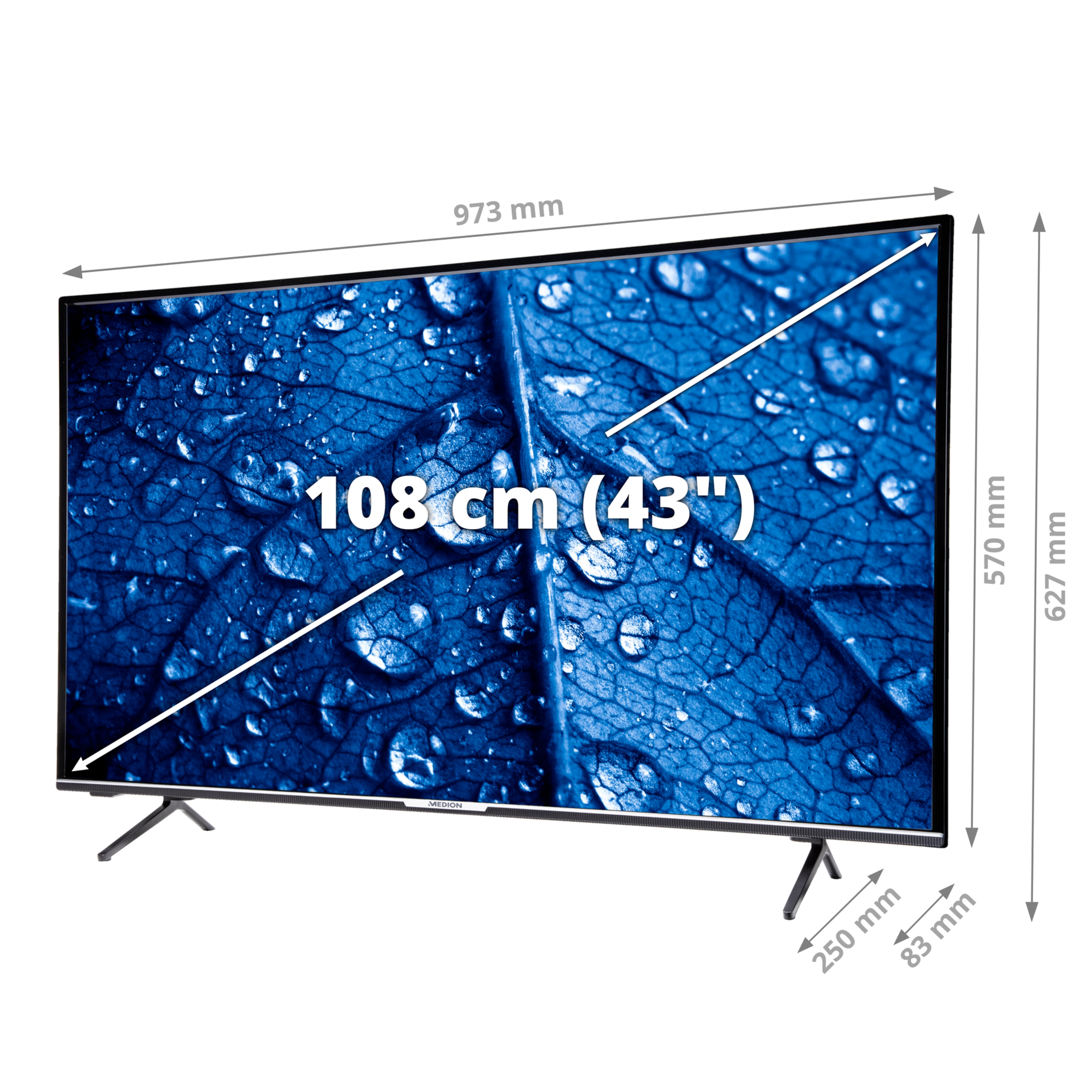 MEDION® LIFE® P14314 (MD 30231) Smart-TV, 108 cm (43''), Full HD Display, DTS Sound, PVR ready, Bluetooth®, Netflix, Amazon Prime Video
