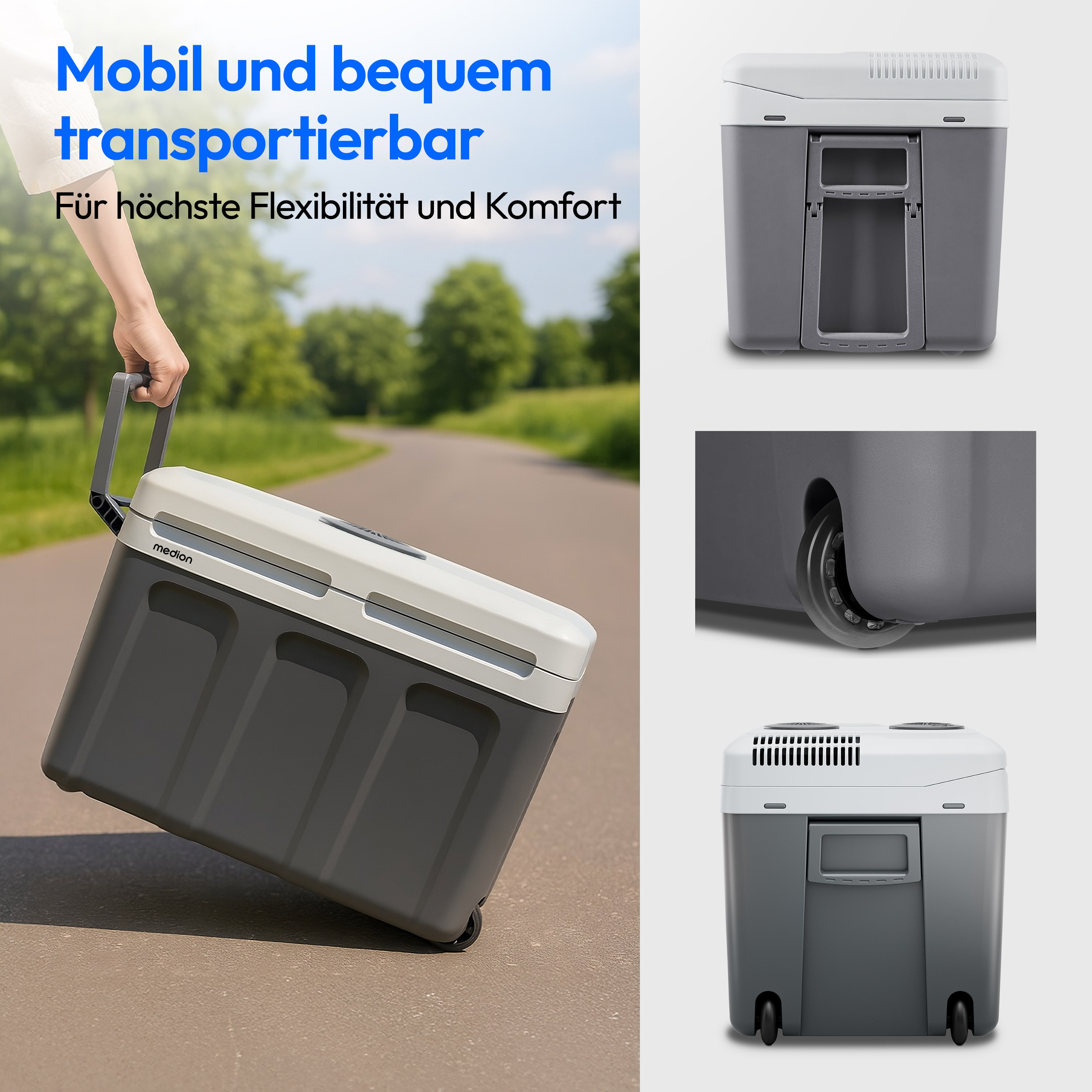 MEDION® LIFE Kühlbox mit Wärmefunktion MD13102, Kühl und Warmhaltefunktion, 40 L Kapazität, 5V-USB-Anschluss,