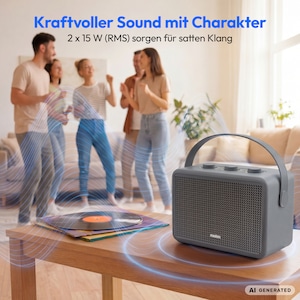 MEDION® LIFE BXO-1 Bluetooth® Lautsprecher grau, 2 x 15W RMS, integrierter Akku mit bis zu 15 Stunden Laufzeit, Bluetooth® 5.3, robustes & mobiles Design