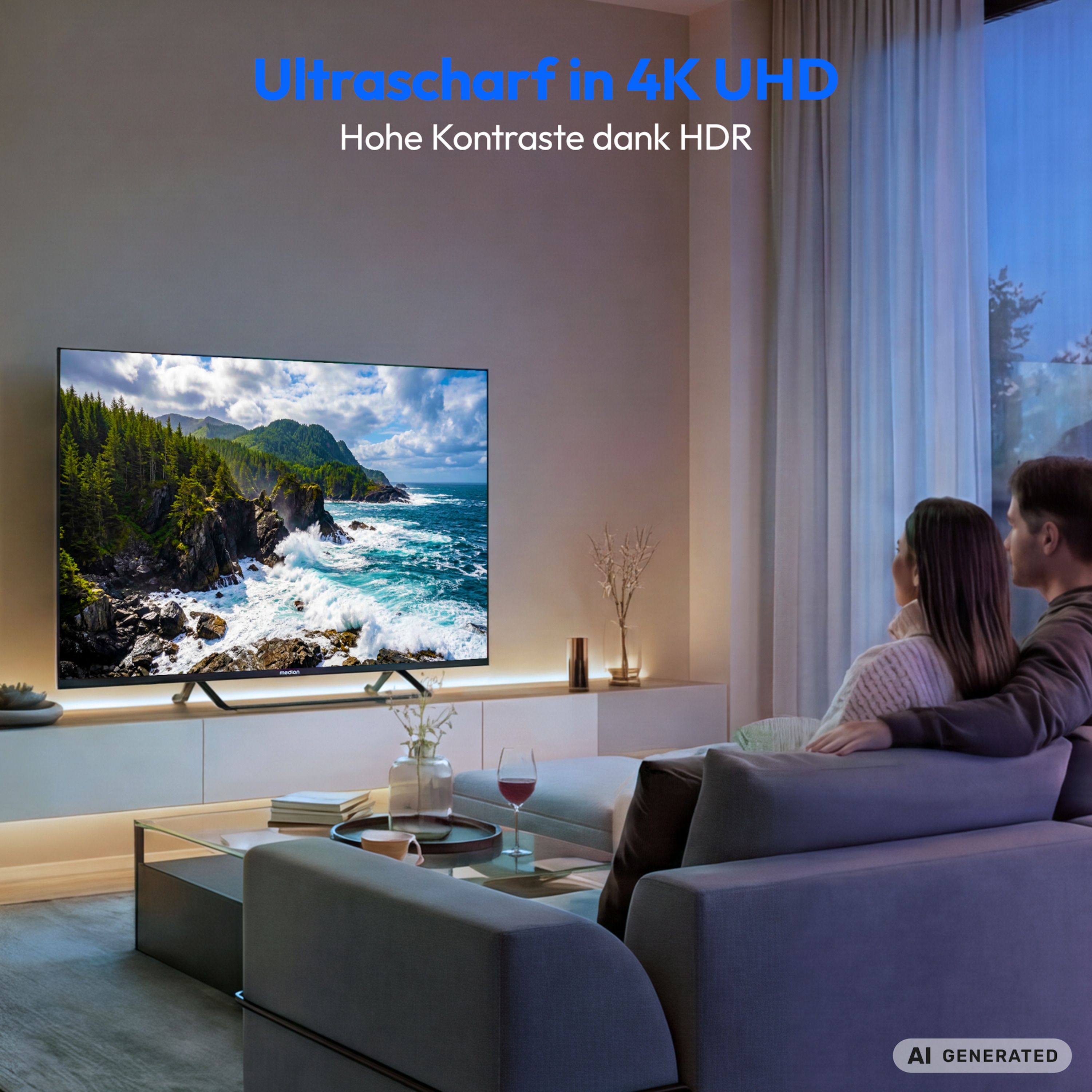 MEDION® LIFE MD 855401 Google TV™ (2026), 138,8 cm (55'') Ultra HD Display, HDR (High Dynamic Range), Dolby Vision®, MEMC, Bluetooth®, PVR ready, Netflix, Prime Video, Disney+, App Store