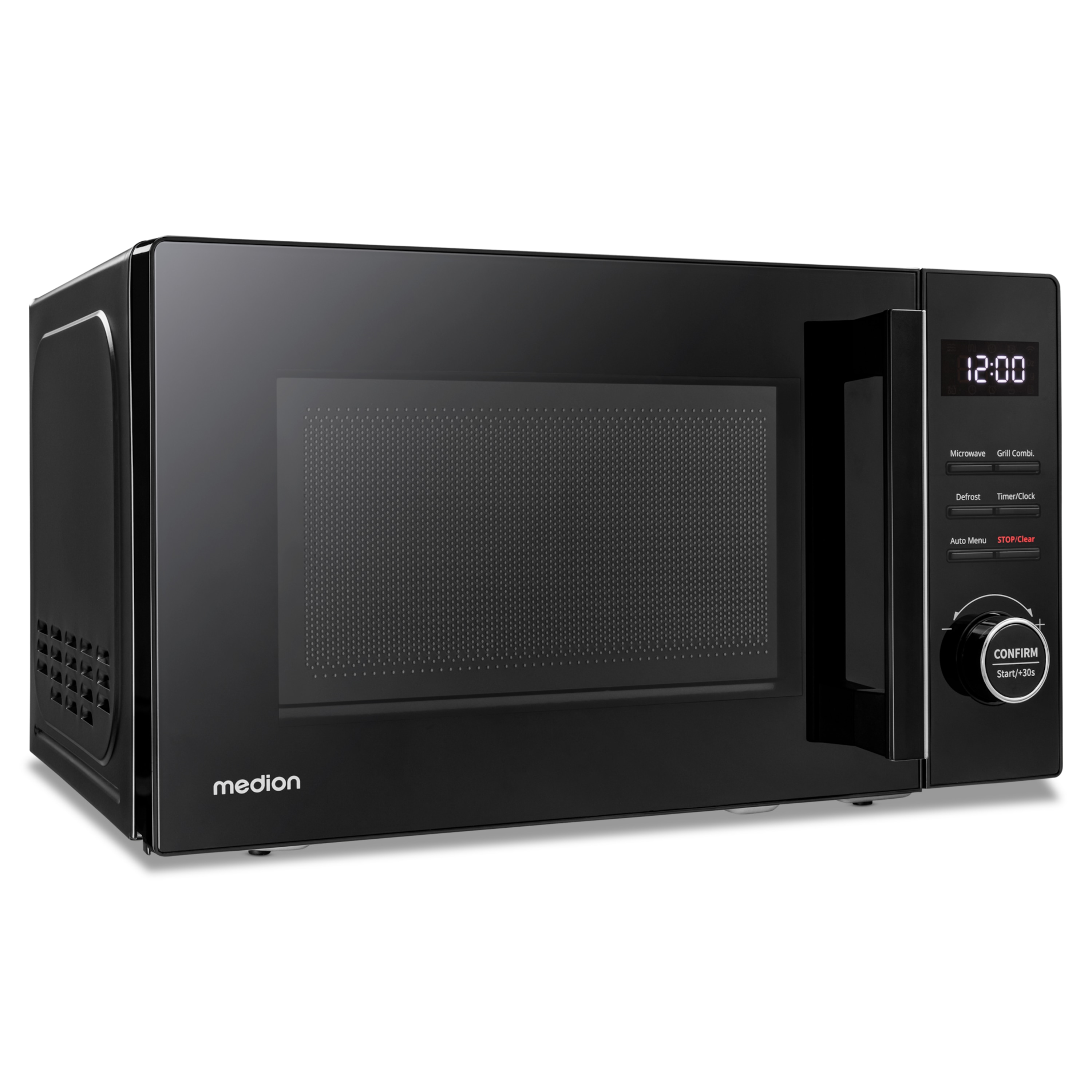 MEDION® LIFE® 2 in 1 Mikrowelle MD12021, 800 Watt Mikrowellenleistung, 1000 Watt Grillleistung, 9 Automatikprogramme, 20 L Kapazität, 5 Leistungsstufen, digitaler 95 min. Timer, Auftaufunktion