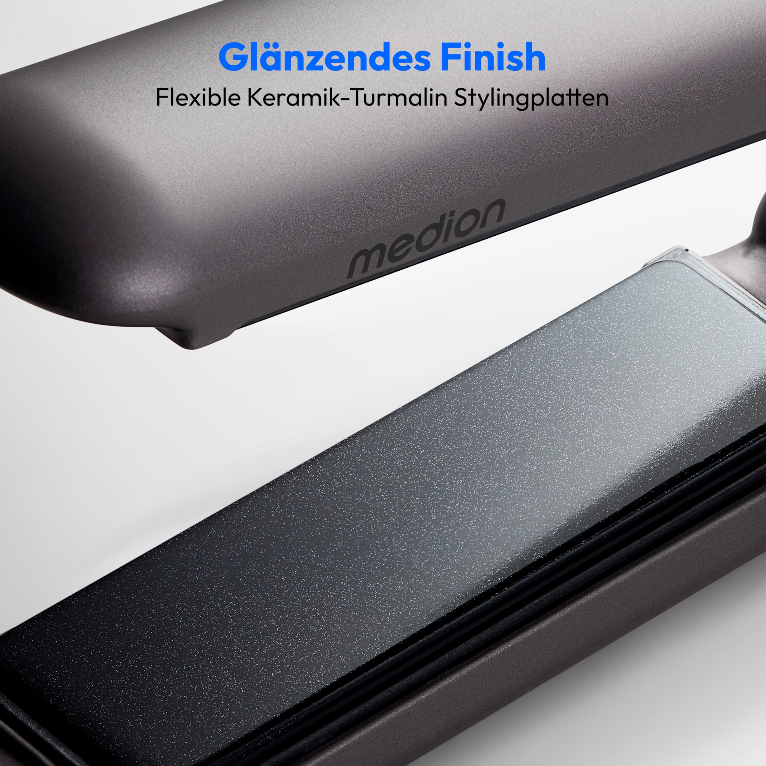MEDION® LIFE HS2 kabelloses Glätteisen, flexible Keramik-/Turmalin Heizplatten mit Temperatursensor, Display mit Temperatur- und Akkuanzeige, 5 regelbare Hitzestufen (165° - 210°)