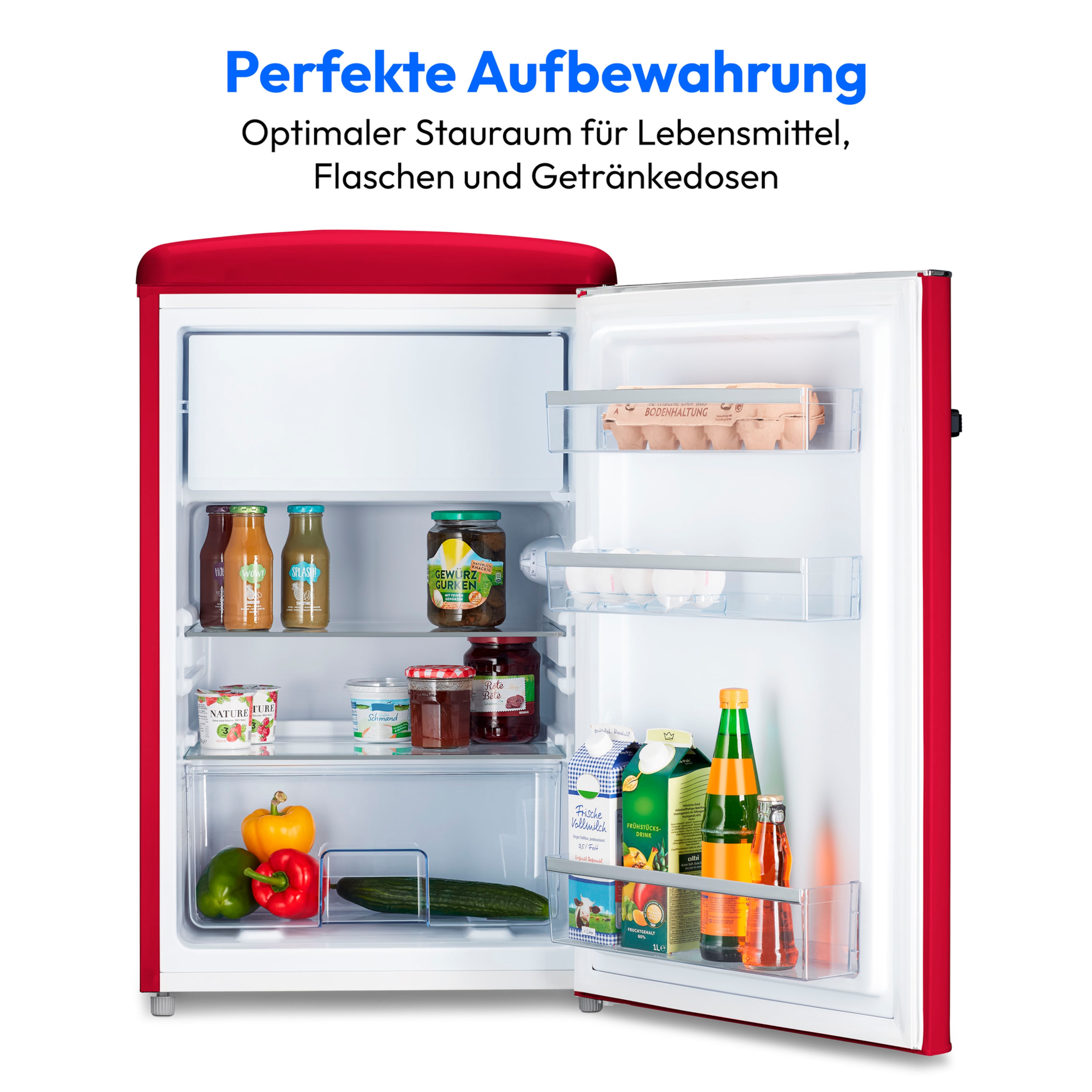 MEDION® LIFE® Kühlschrank mit Gefrierfach MD 37790, 108 L Gesamtnutzinhalt, 37 dB, höhenverstellbare Füße, Energieeffiziensklasse D