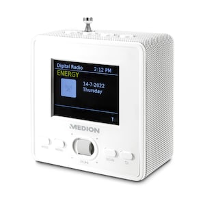 MEDION® Radio enchufable LIFE® S66004 DAB+/Bluetooth®, pantalla en color de 6,1 cm (2,4''), radio DAB+/PLL-FM con 40 emisoras preseleccionadas para cada una, Bluetooth® 5.0, 30 W de potencia de salida RMS