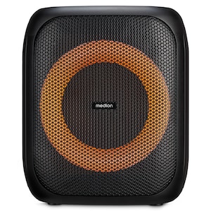 MEDION® LIFE® S61991 Partylautsprecher, tragbares Bluetooth®-Soundsystem. Bluetooth® 5.3 für kabellose Musikübertragung, verschiedene Lichteffekte, integrierter Akku, TWS-Funktion, 50 W RMS