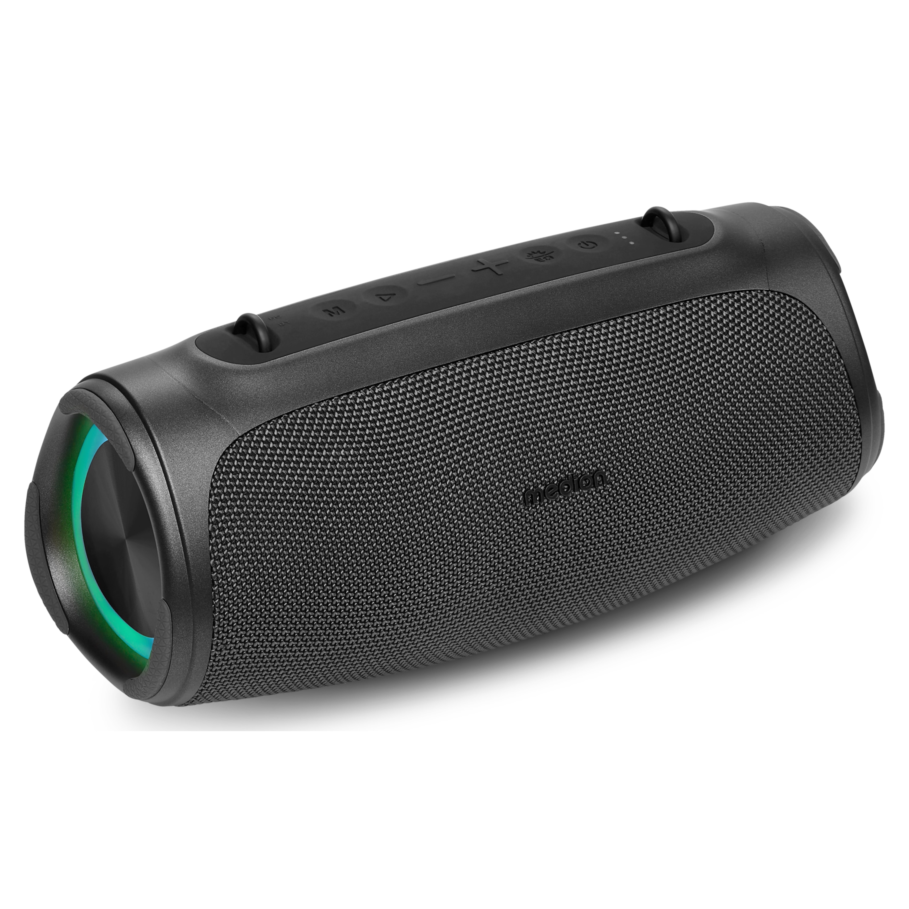 MEDION® LIFE® P61746 Tragbarer Bluetooth® Lautsprecher M, Dual Illuminated (RGB-Lichteffekte), Bluetooth® 5.3, integrierter Akku mit bis zu 42 Stunden Laufzeit, robustes & mobiles Design, 2 x 15 W RMS