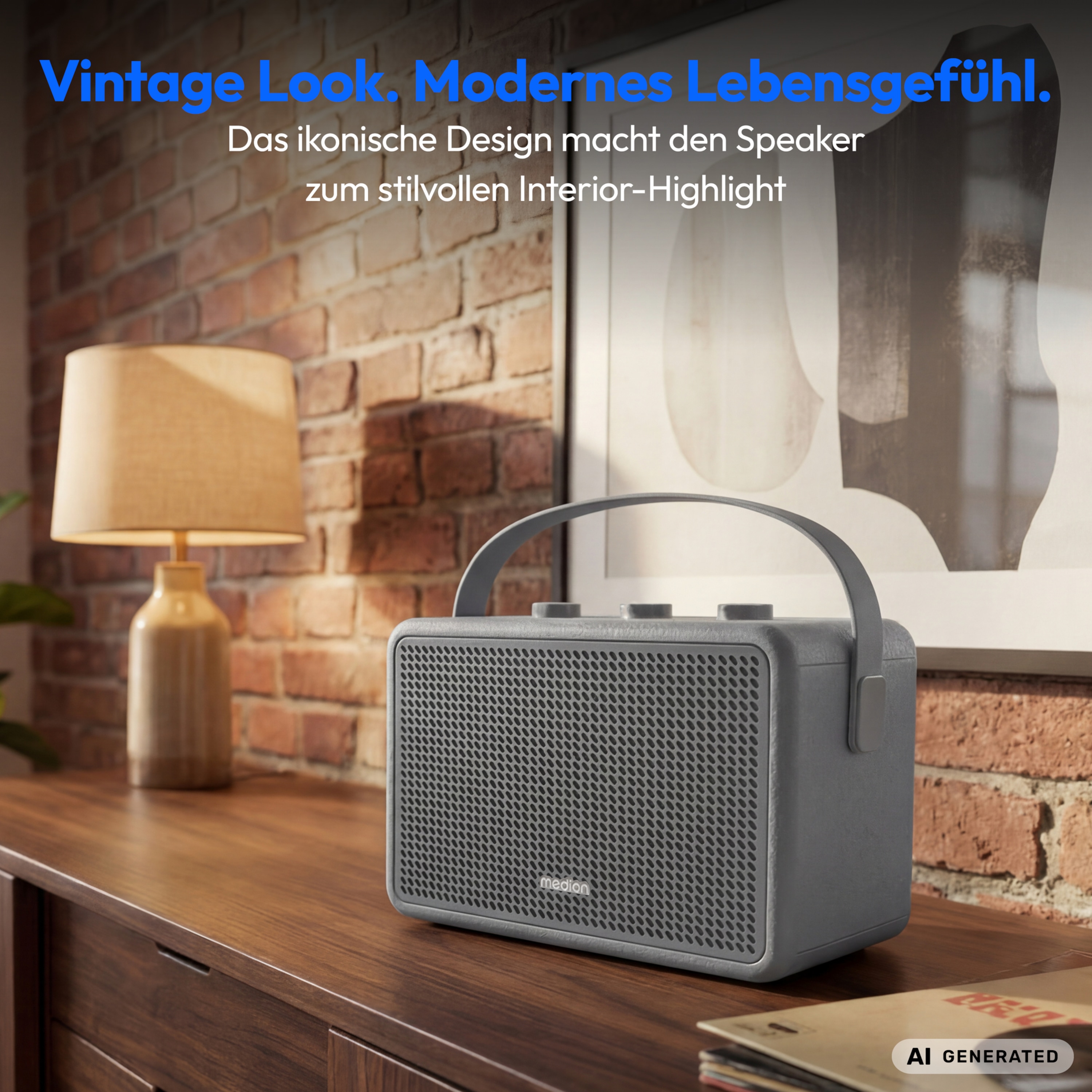 MEDION® LIFE BXO-1 Bluetooth® Lautsprecher grau, 2 x 15W RMS, integrierter Akku mit bis zu 15 Stunden Laufzeit, Bluetooth® 5.3, robustes & mobiles Design