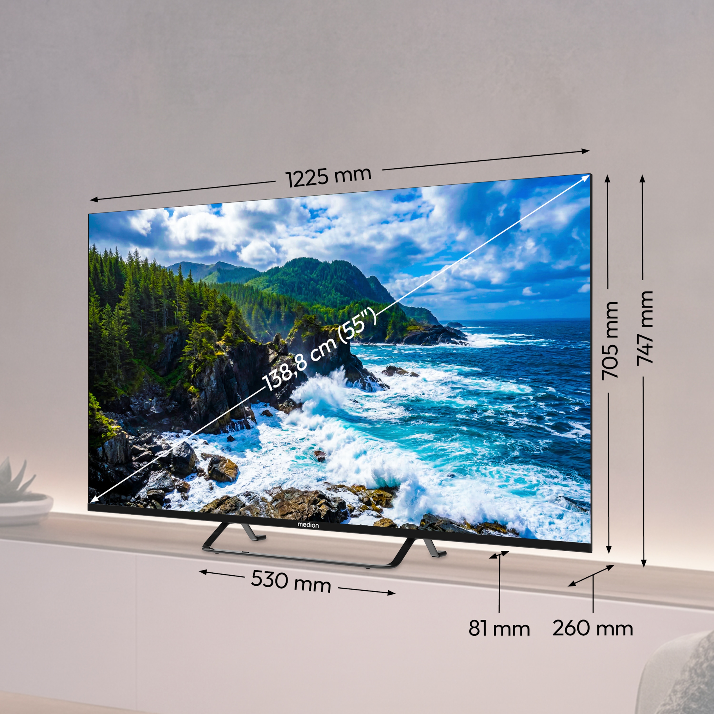 MEDION® LIFE MD 855401 Google TV™ (2026), 138,8 cm (55'') Ultra HD Display, HDR (High Dynamic Range), Dolby Vision®, MEMC, Bluetooth®, PVR ready, Netflix, Prime Video, Disney+, App Store