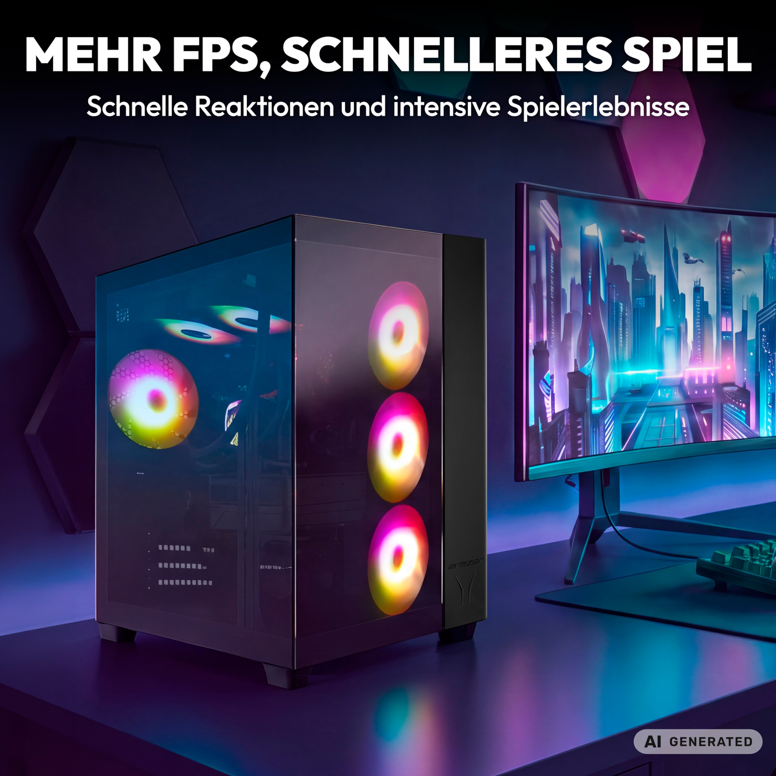 MEDION® ERAZER Tank X15 High-End Gaming PC, AMD Ryzen™ 7 7800X3D, Windows 11 Home, NVIDIA® GeForce RTX™ 5070, 2 TB SSD, 32 GB RAM