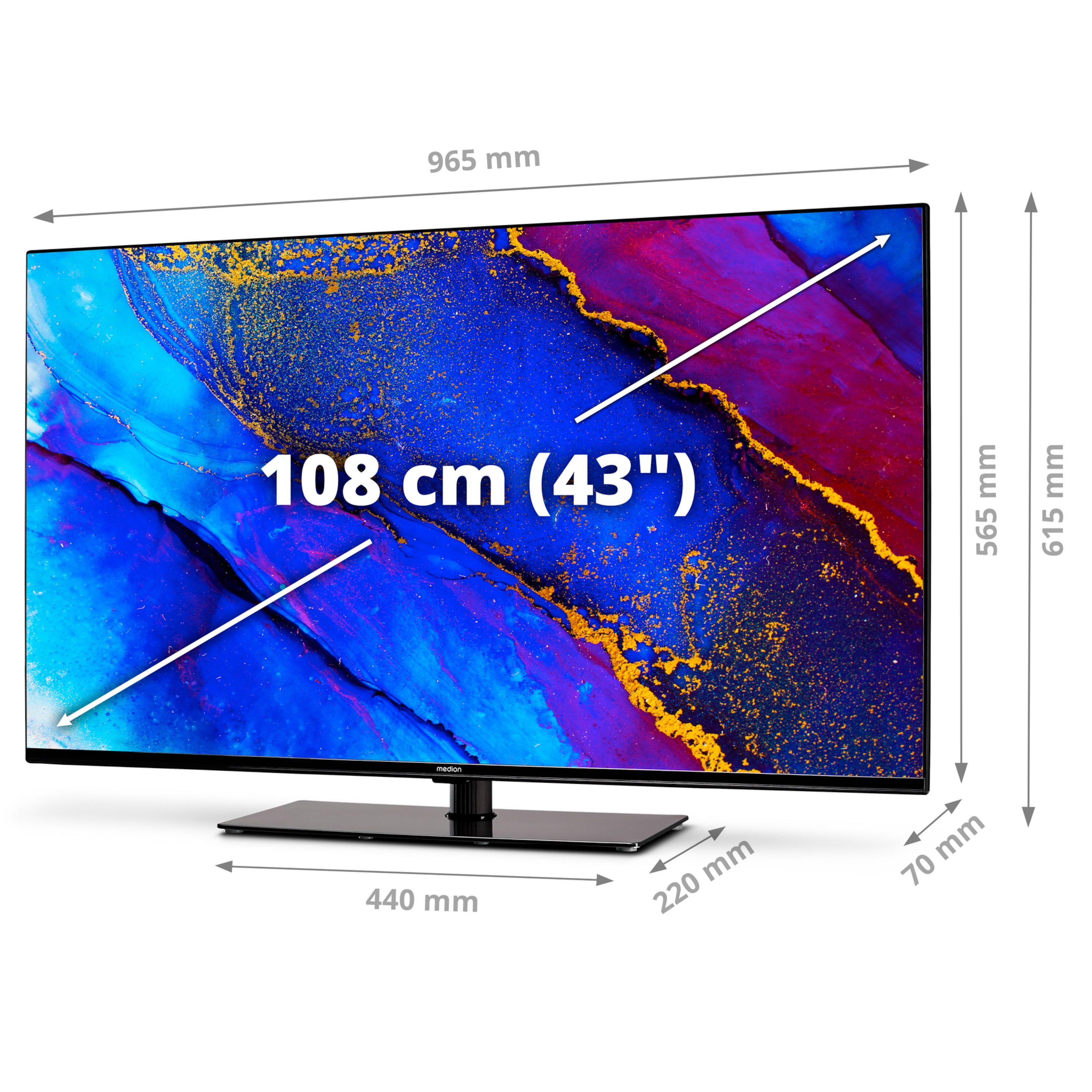 MEDION® LIFE® X14314 (MD 30720) LCD Smart-TV, 108 cm (43'') Ultra HD Display + Soundbar MEDION® LIFE® P61155 (MD44055)  - ARTIKELSET