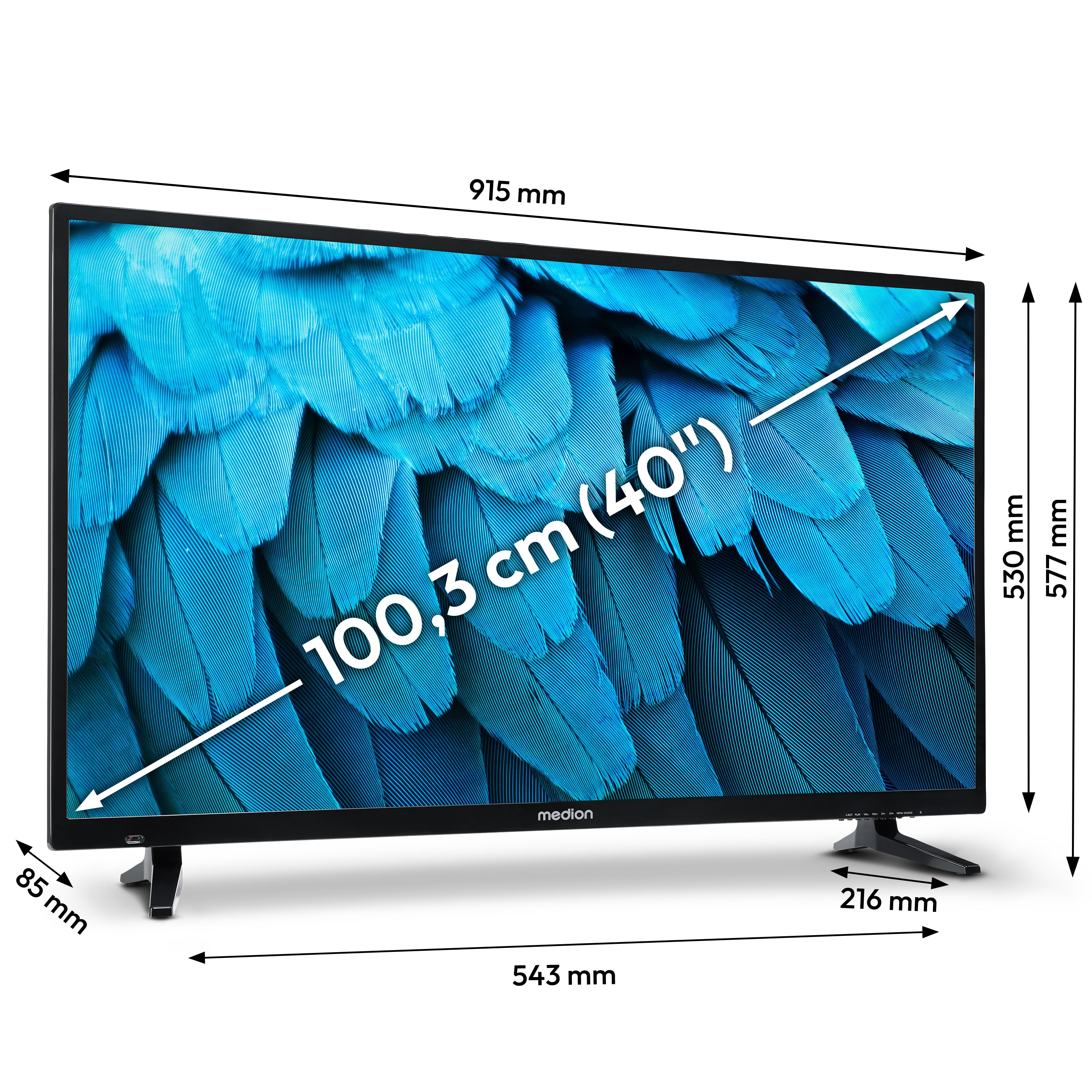 MEDION® LIFE® E8402501 (MD 840001) TV, 100,3 cm (40''), Full HD, HD Triple Tuner, integrierter DVD-Player, integrierter Mediaplayer, CI+ Schnittstelle