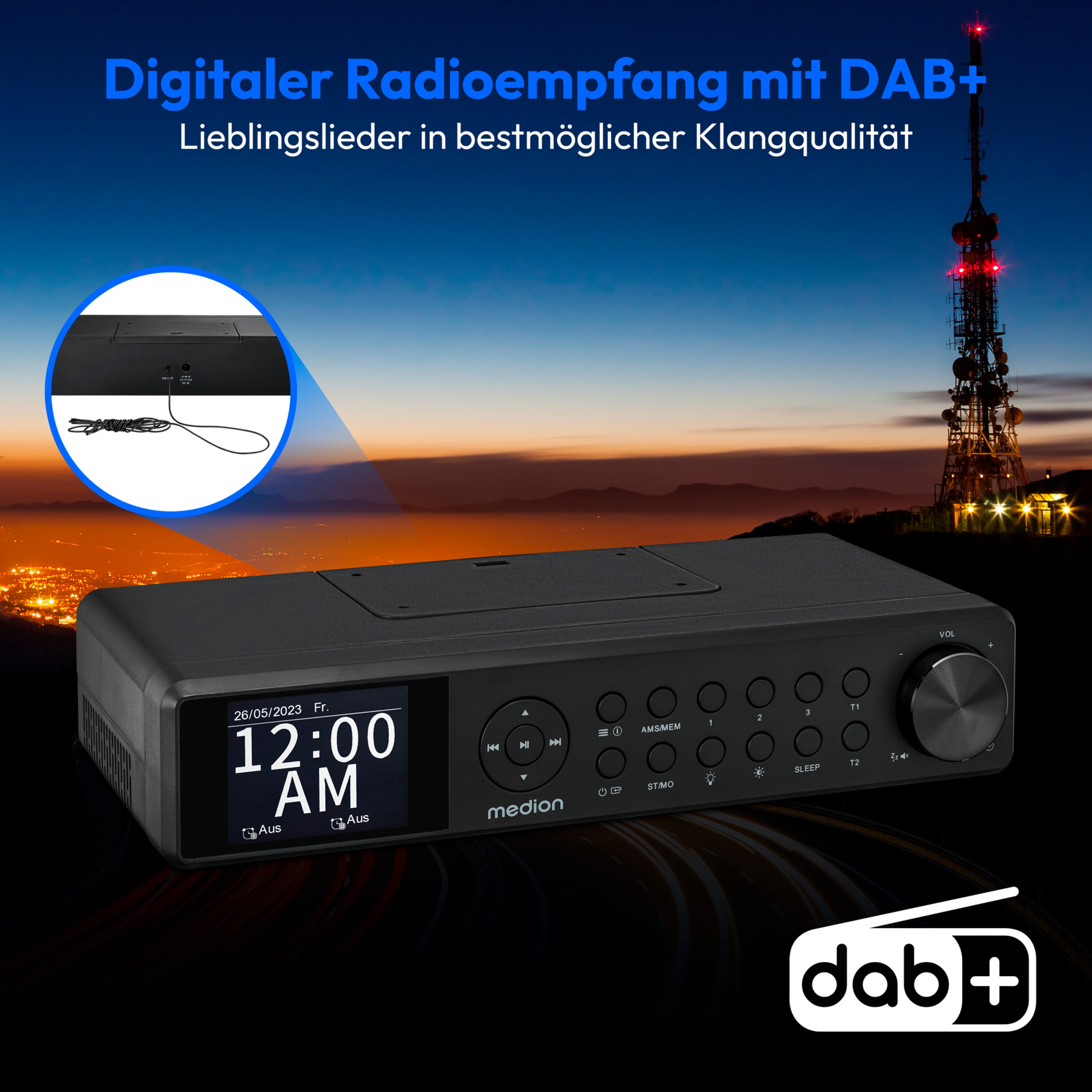 Medion E66660 DAB+ Stereo Küchen-Unterbauradio, Schwarz