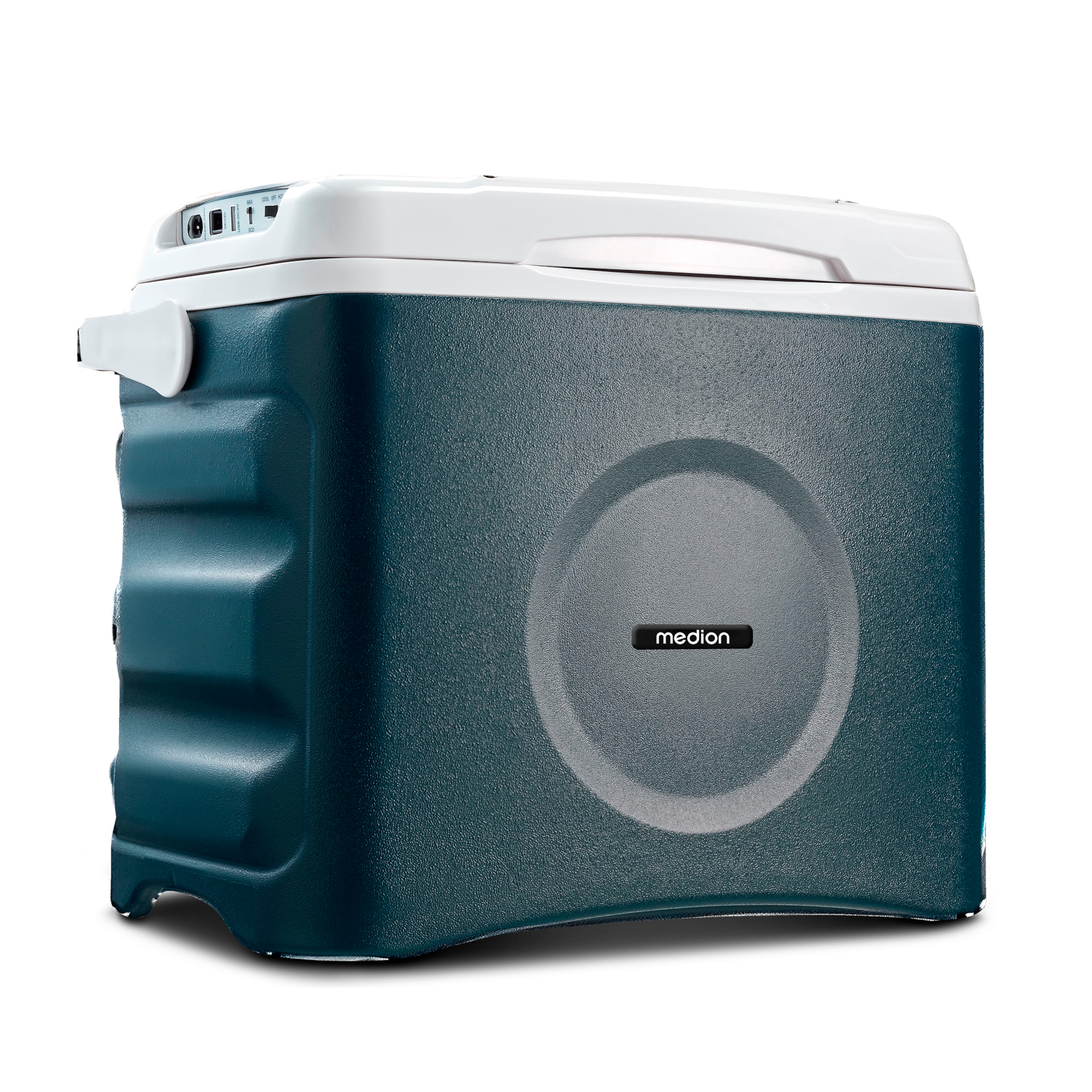 MEDION® Thermoelektrische Kühlbox MD 10735, Kühl- und Warmhaltefunktion, 25 L Kapazität, 12V-, 230V- und USB-Anschlüsse zur Stromversorgung