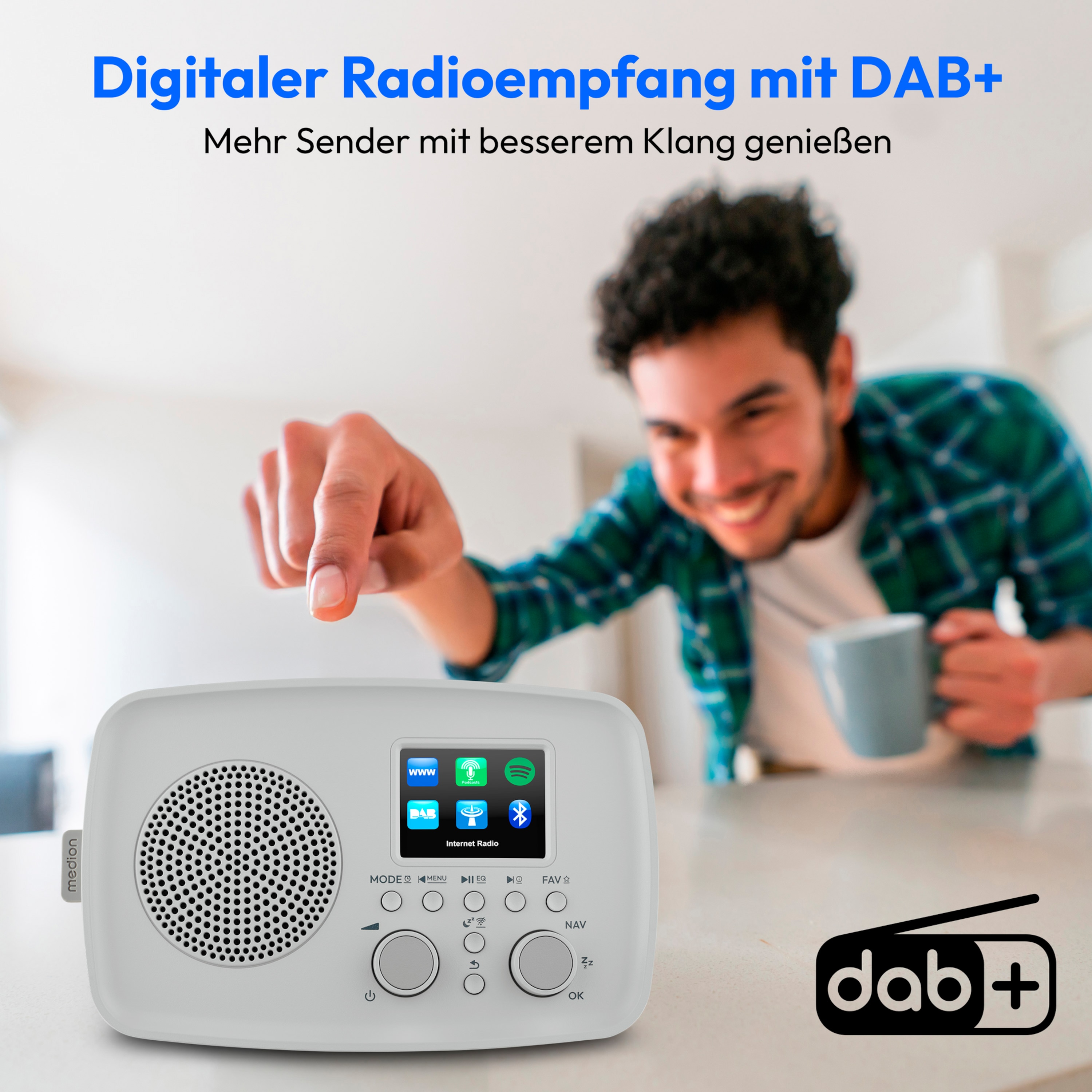 MEDION® MEDION LIFE Internetradio IRE-1 (MD89318), Empfang von über 40.000 Sendern & 20.000 Podcasts, 5 Watt (RMS), Bluetooth® 5.2 wireless technology, 2,4" (6,1 cm) TFT-Farbdisplay
