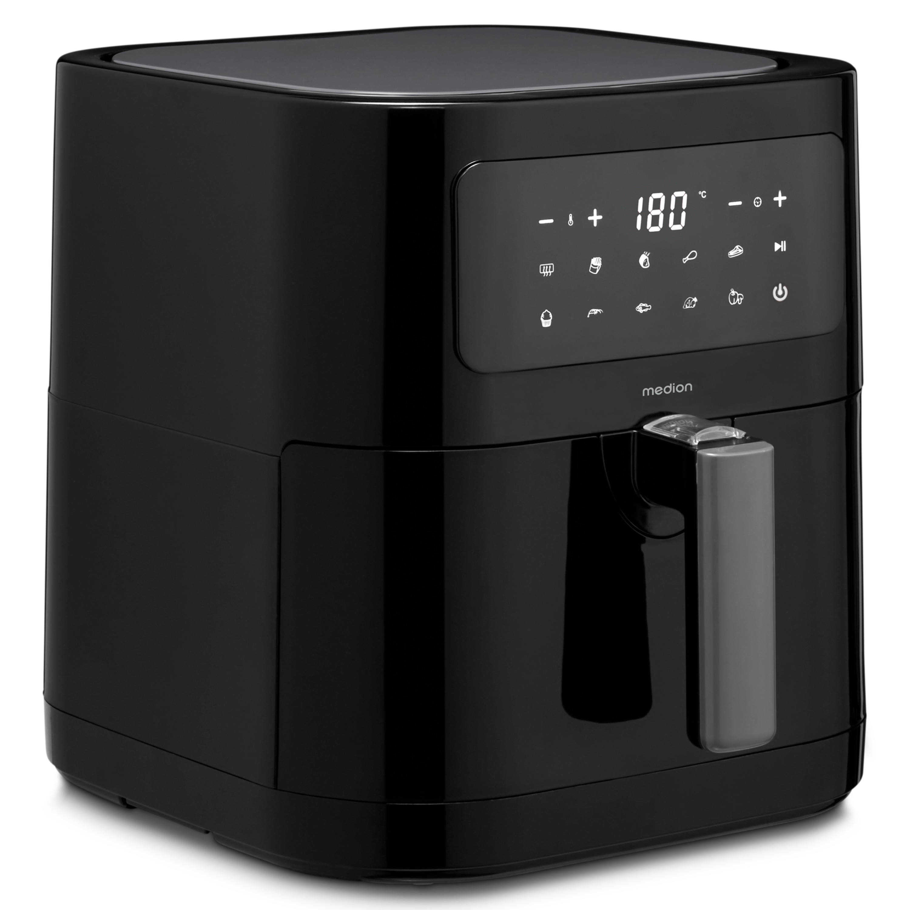 MEDION® LIFE® E40 XL Heißluftfritteuse MD 11740, 100 Rezepte in der Life+ App, ölfreies Frittieren, 9 Automatikprogramme, 5,2 L Korbvolumen