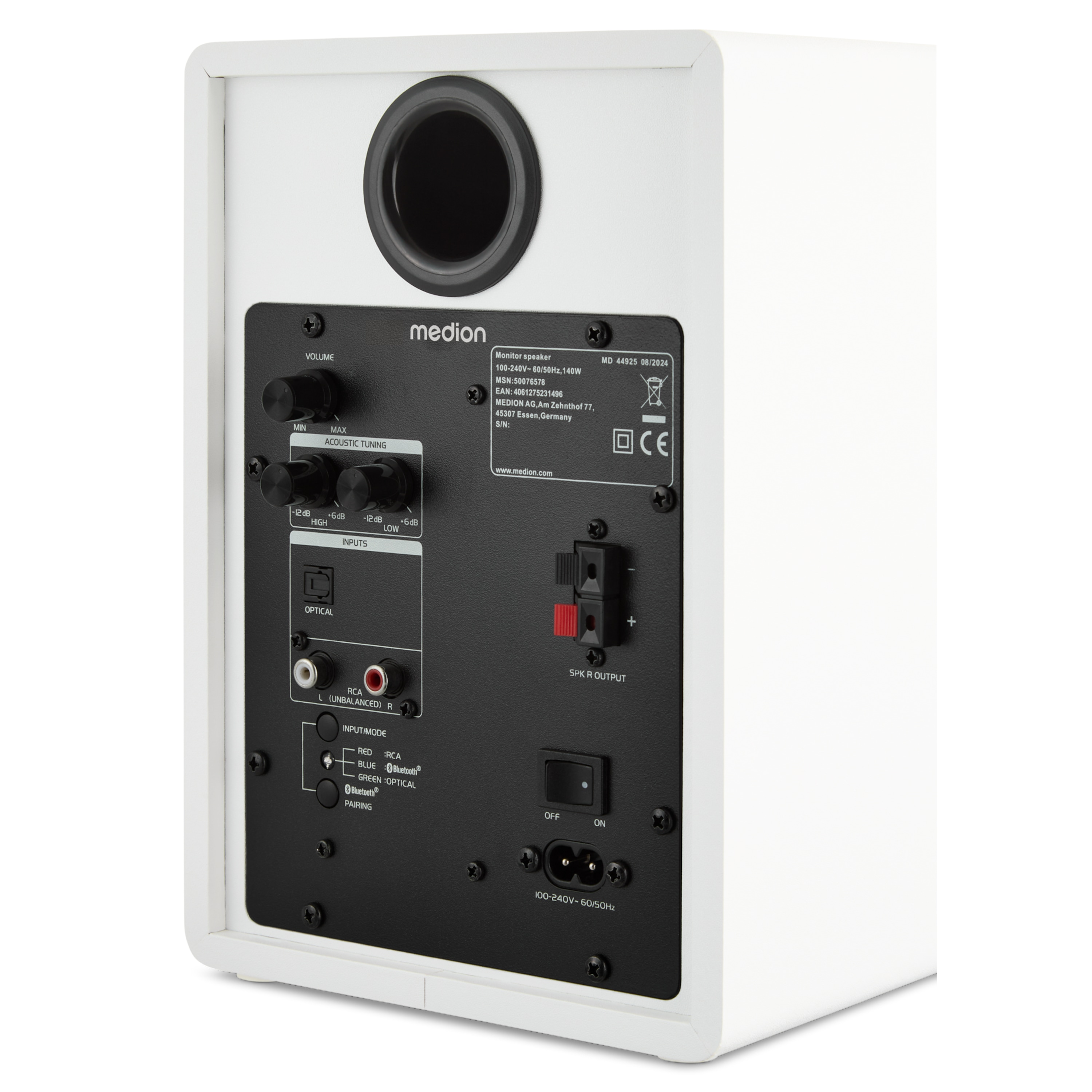 MEDION® LIFE® P61925 Regallautsprecher, aktiver & passiver Lautsprecher, 2-Wege-System, Bluetooth® 5.0, Stereo-Sound mit integriertem Hochtöner und Subwoofer, 2 x 50 W RMS