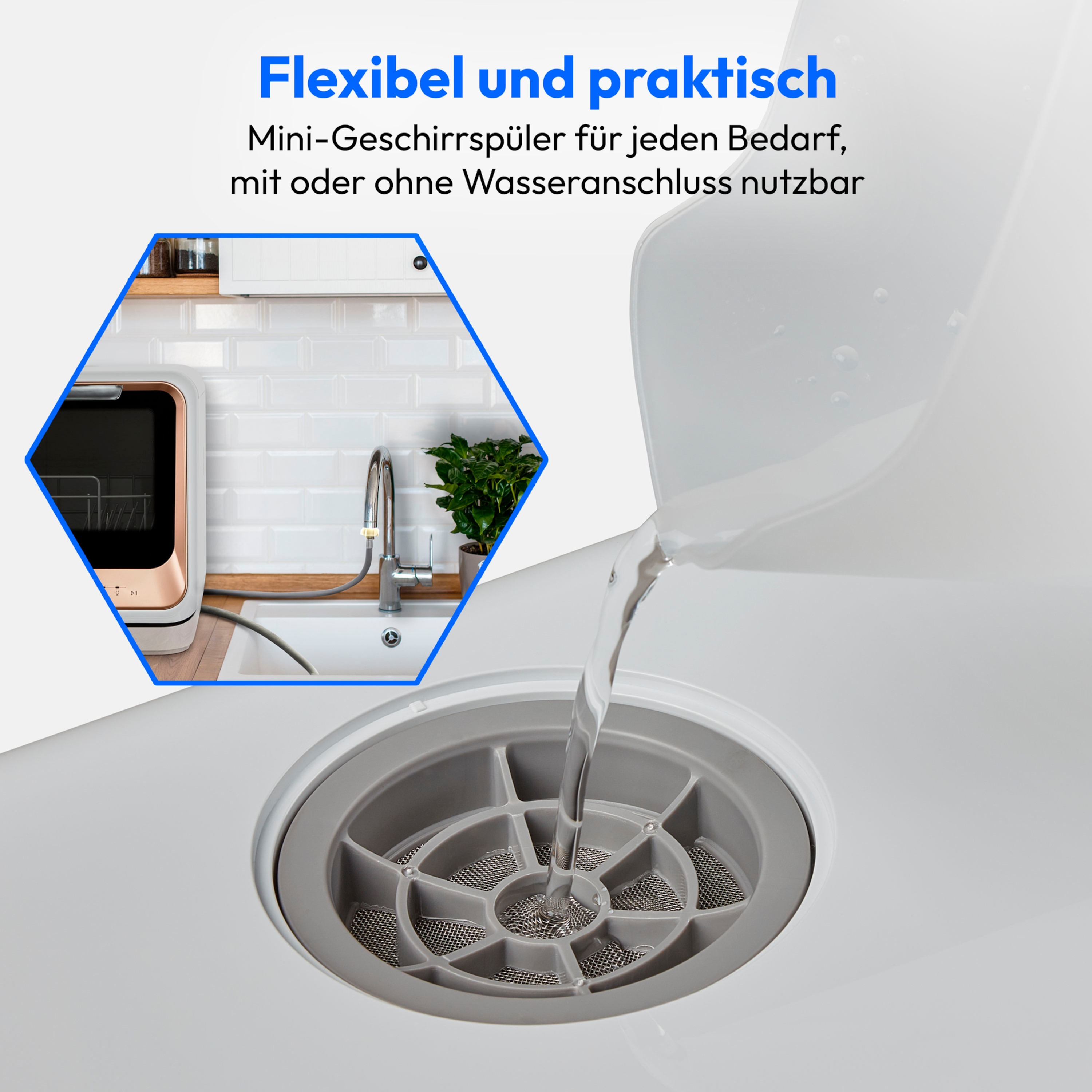 MEDION® LIFE® Mini-Geschirrspüler DWT20 (MD37763), für 2 Gedecke, 6 Reinigungsprogramme, Startzeitvorwahl