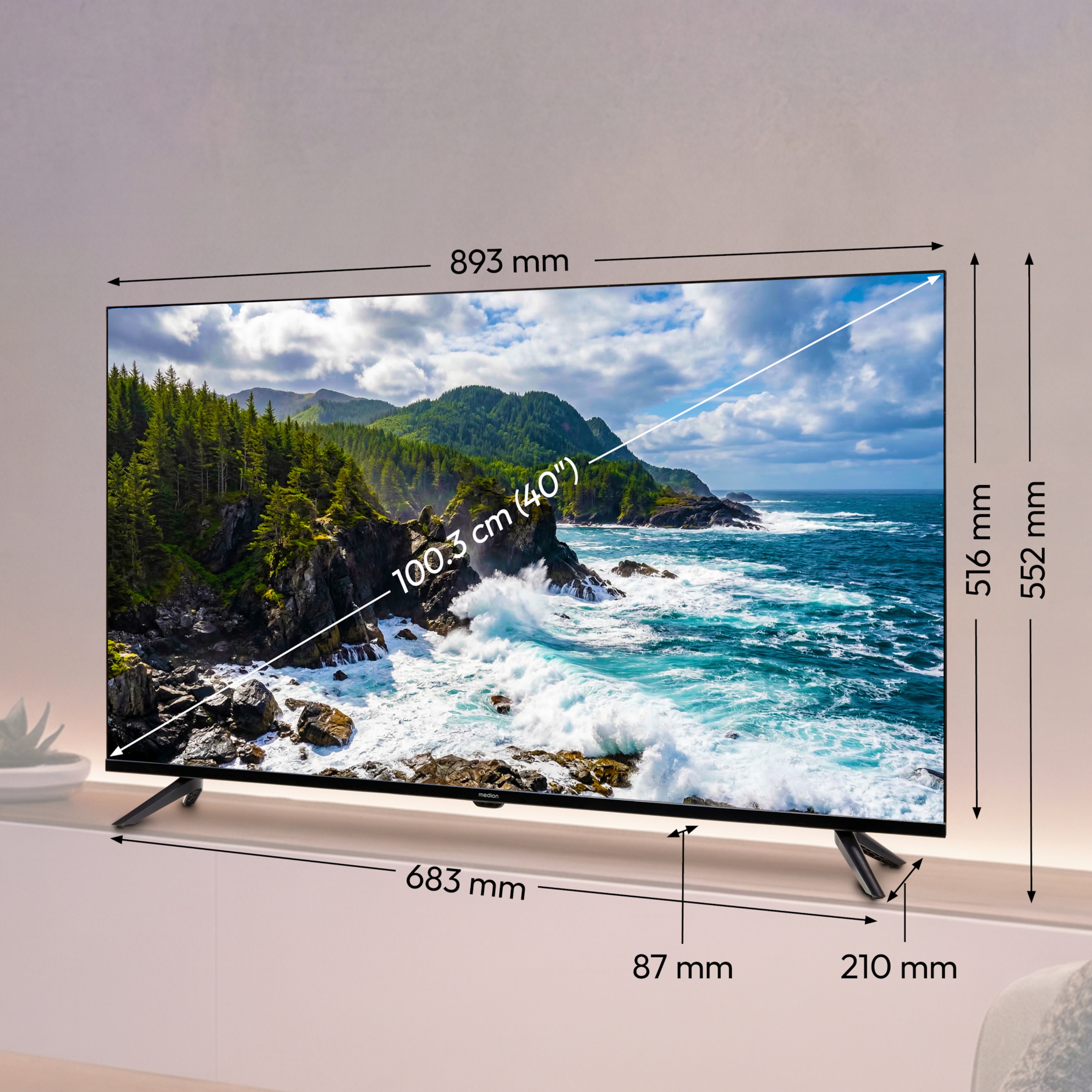 MEDION® LIFE MD 840002 TV (2026), 100,3 cm (40''), Full HD, HD Triple Tuner, integrierter Mediaplayer, CI+ Schnittstelle