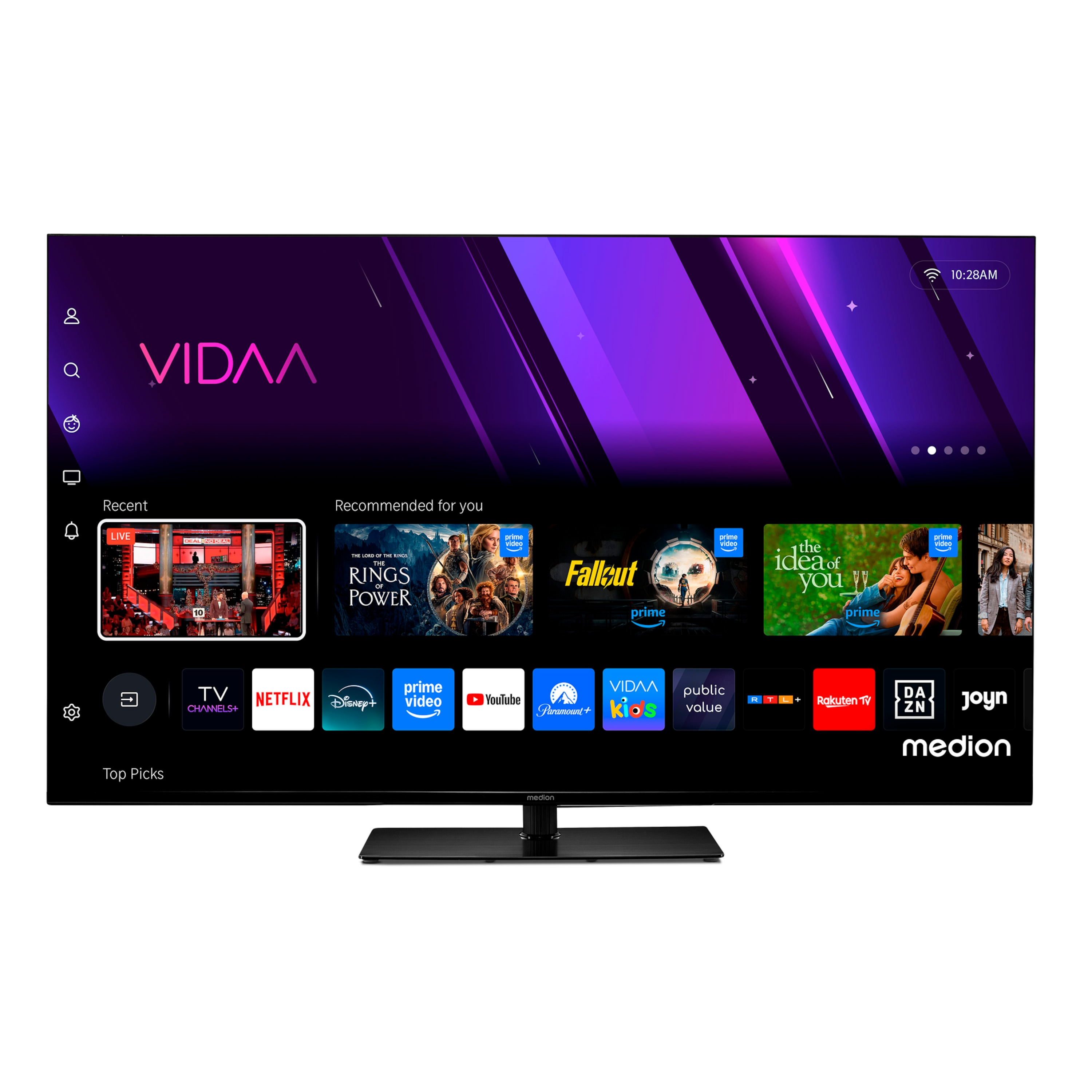 MEDION® LIFE® X8552501 (MD 855300) LCD Smart-TV, 138,8 cm (55'') Ultra HD Display, HDR, Dolby Vision®, MEMC, PVR ready, VIDAA App Store, NETFLIX, Disney+, Paramount+ & Amazon Prime Video App, Bluetooth®, DTS X, Dolby Atmos®, HD Triple Tuner