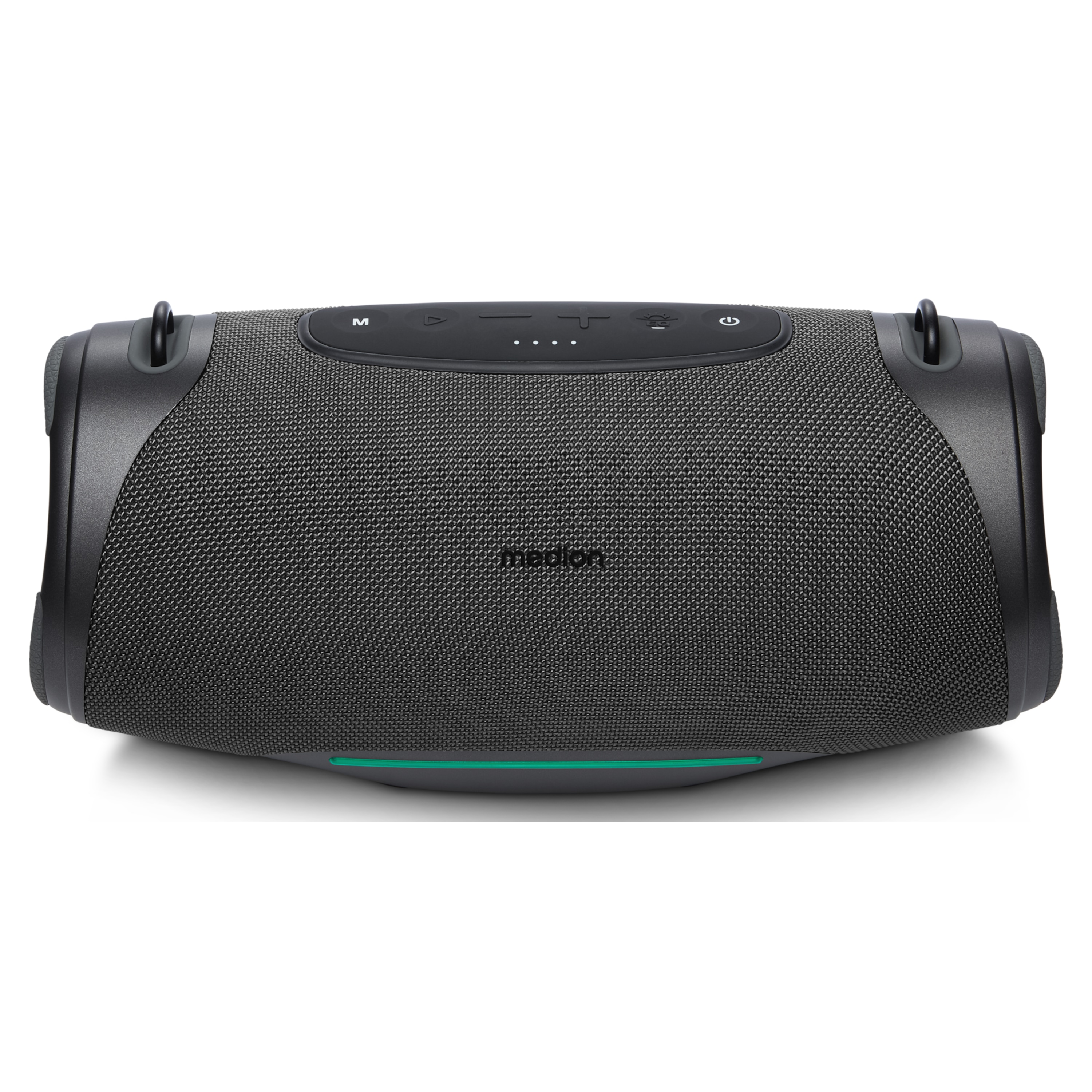 MEDION® LIFE® P61762 Tragbarer Bluetooth® Lautsprecher L, Dual Illuminated & Lightstrip (RGB-Lichteffekte), Bluetooth® 5.3, integrierter Akku mit bis zu 47 Stunden Laufzeit, robustes & mobiles Design, 2 x 25 W RMS