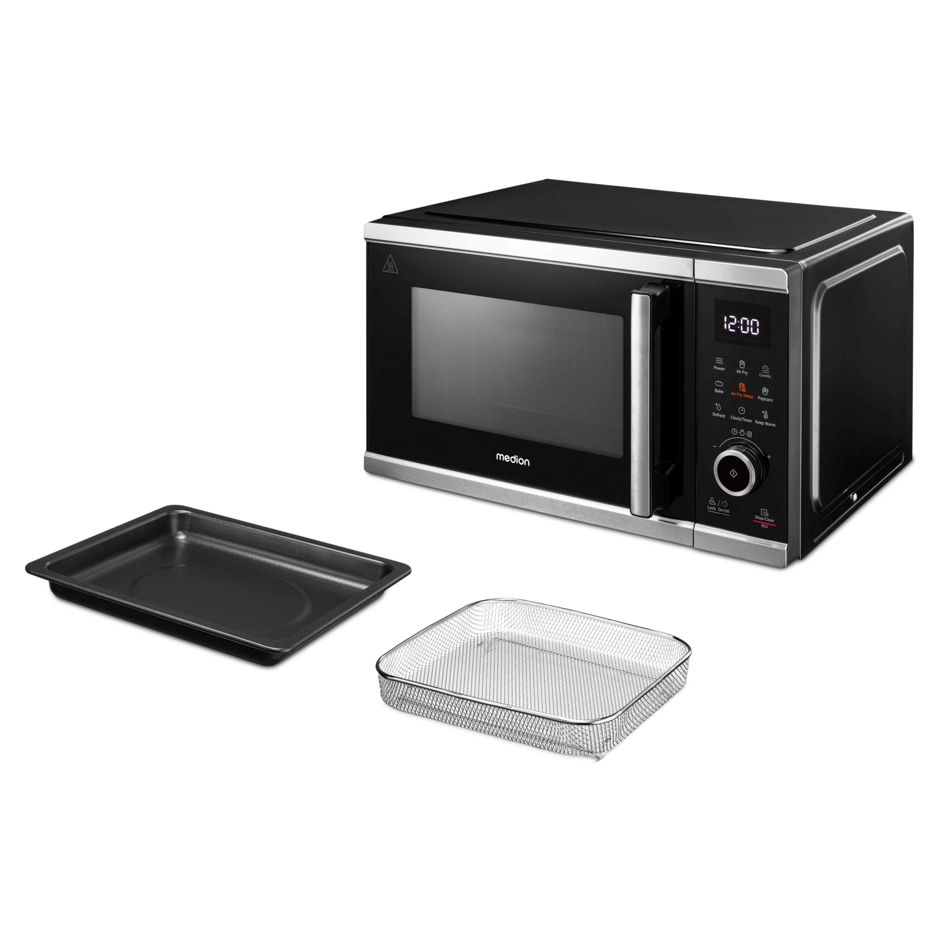 MEDION® LIFE® Mikrowelle mit Heißluft- fritteusen- funktion  MD 11499, 3in1 Mikrowelle, 25 L Garinnenraum, 900 W Mikrowellenleistung, 9 Automatikprogramme
