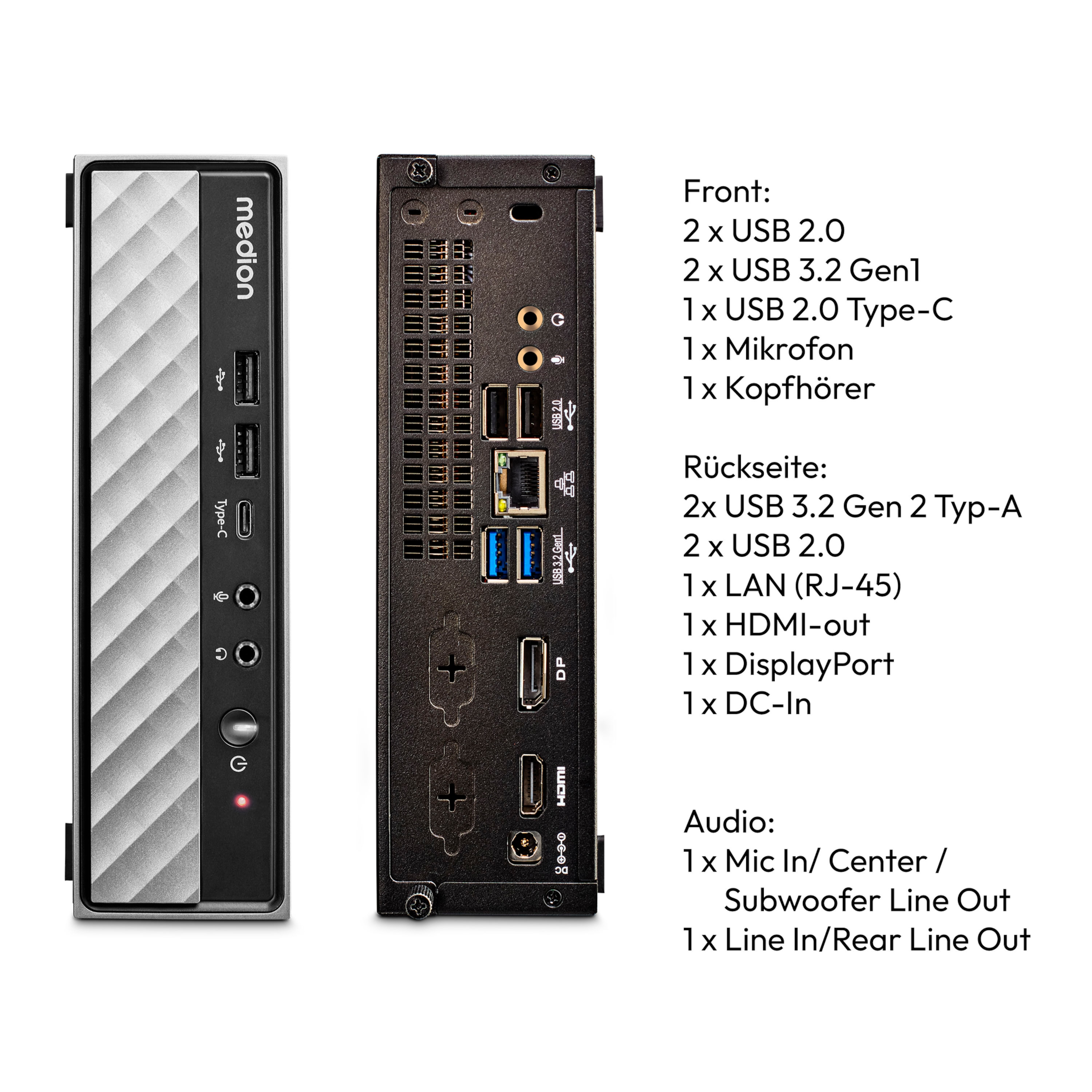 MEDION® MEDION S20 Mini PC, Intel® Core™ i5-12400T Prozessor, Windows 11 Pro, 512 GB SSD, 16 GB RAM