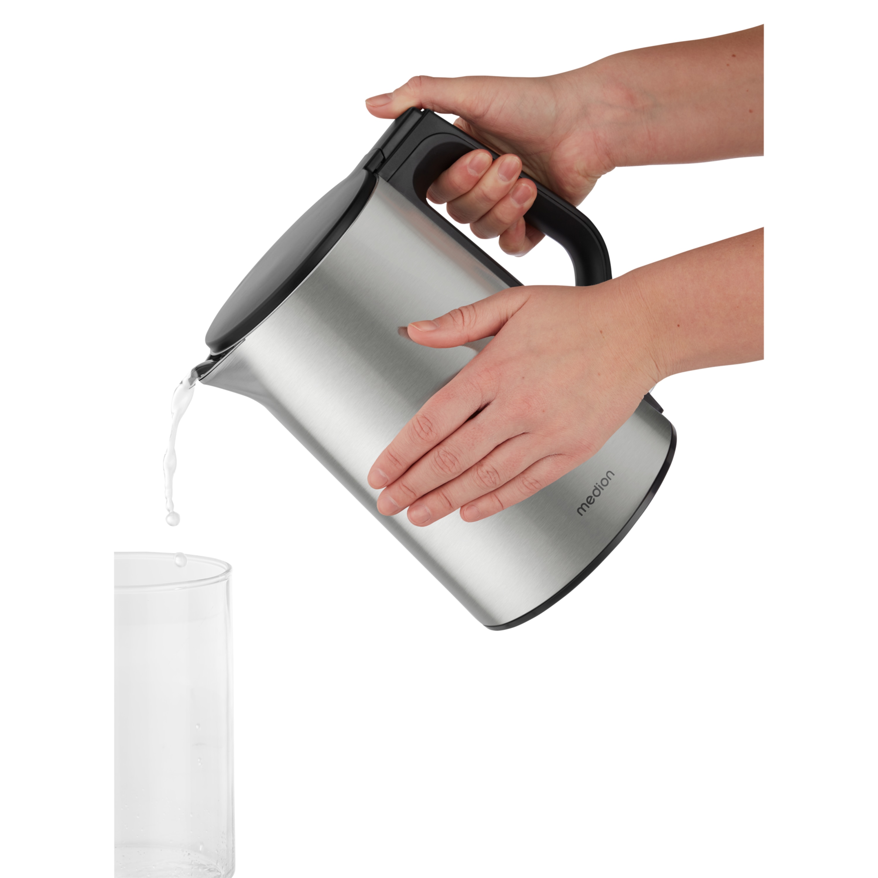 MEDION® LIFE Wasserkocher MD12105,  2.200 Watt Leistung, doppelwandiges gehäuse, 1,5 L Kapazität, Strix Steuerung