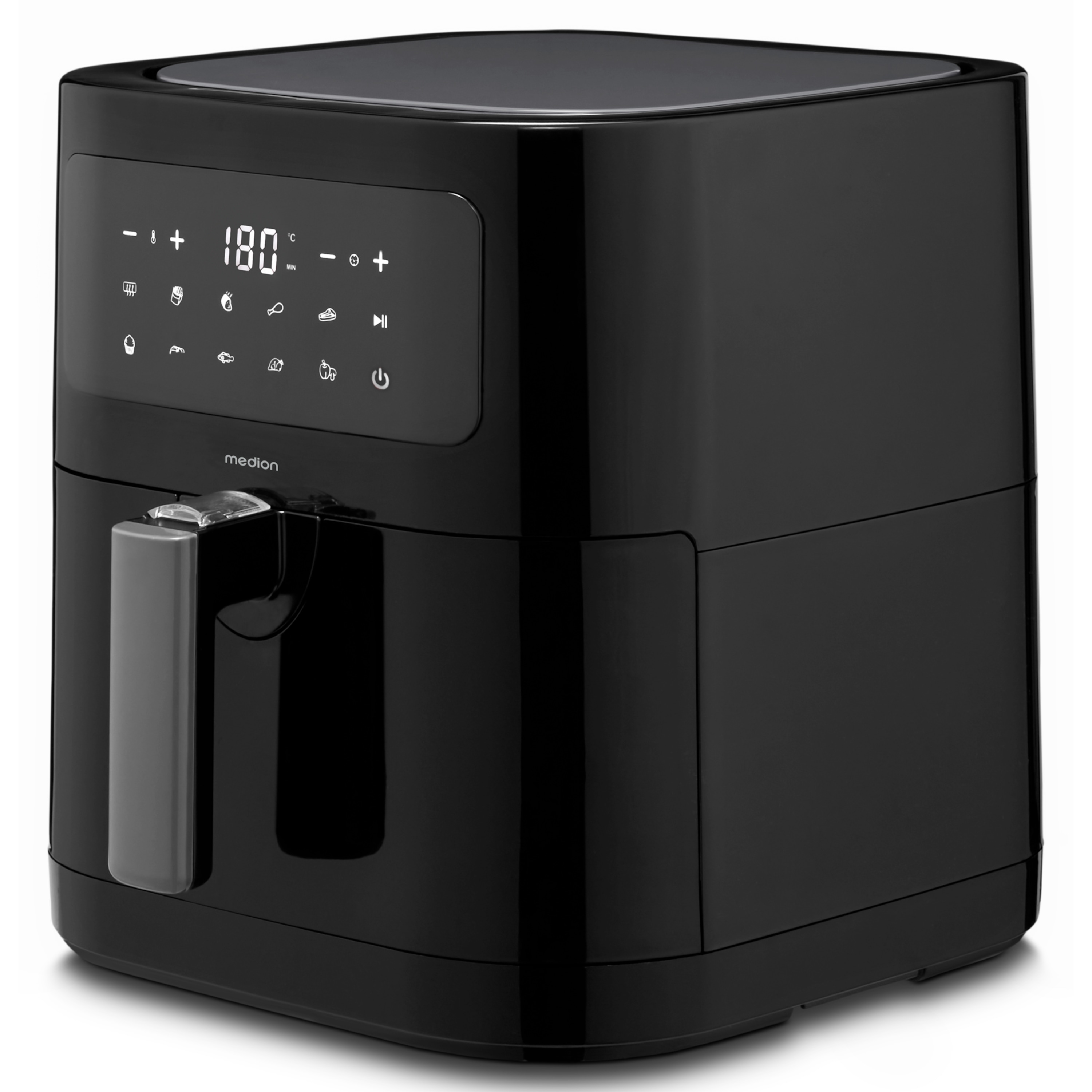 MEDION® LIFE® E40 XL Heißluftfritteuse MD 11740, 100 Rezepte in der Life+ App, ölfreies Frittieren, 9 Automatikprogramme, 5,2 L Korbvolumen
