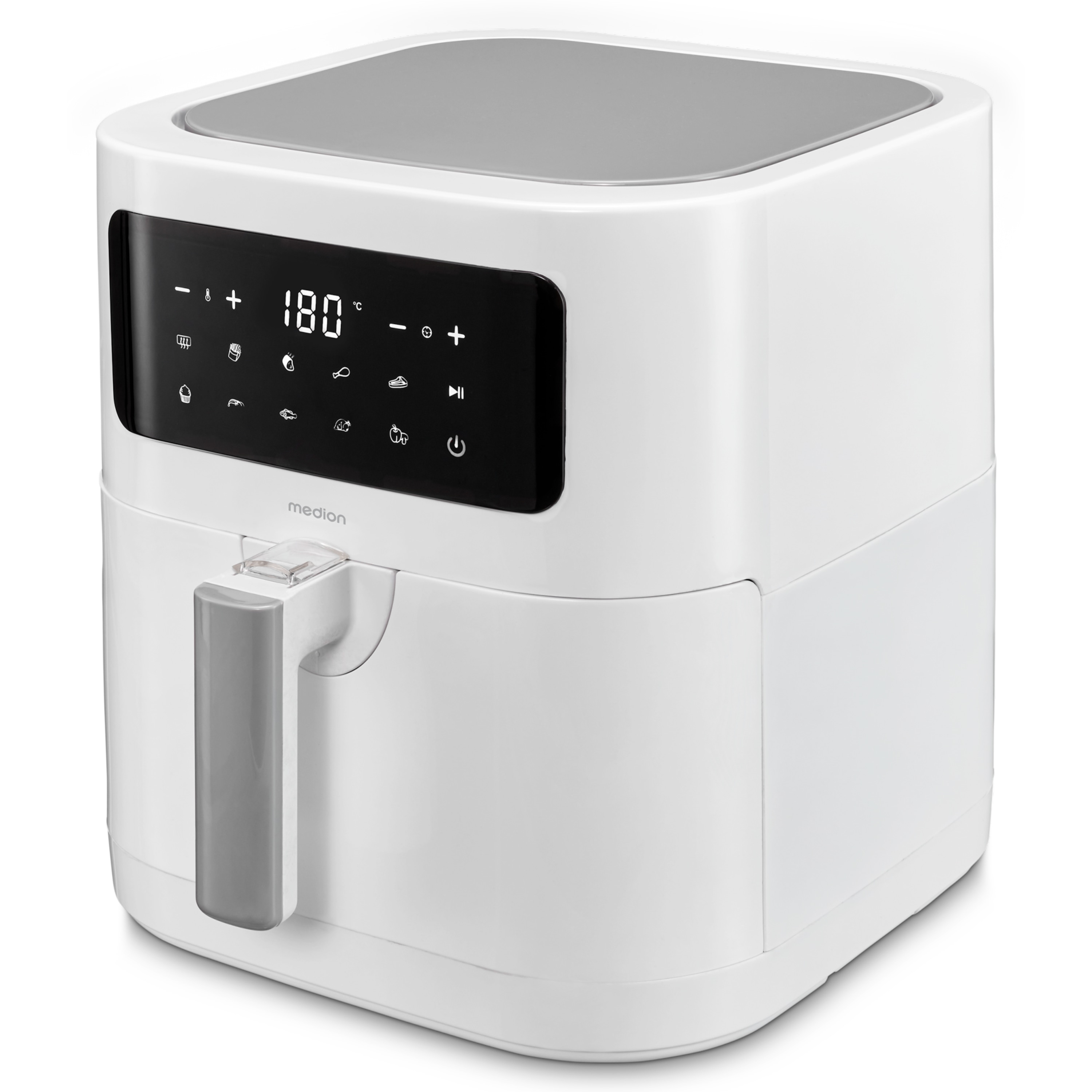 MEDION® LIFE® E40 XL Heißluftfritteuse MD 11740, 100 Rezepte in der Life+ App, ölfreies Frittieren, 9 Automatikprogramme, 5,2 L Korbvolumen