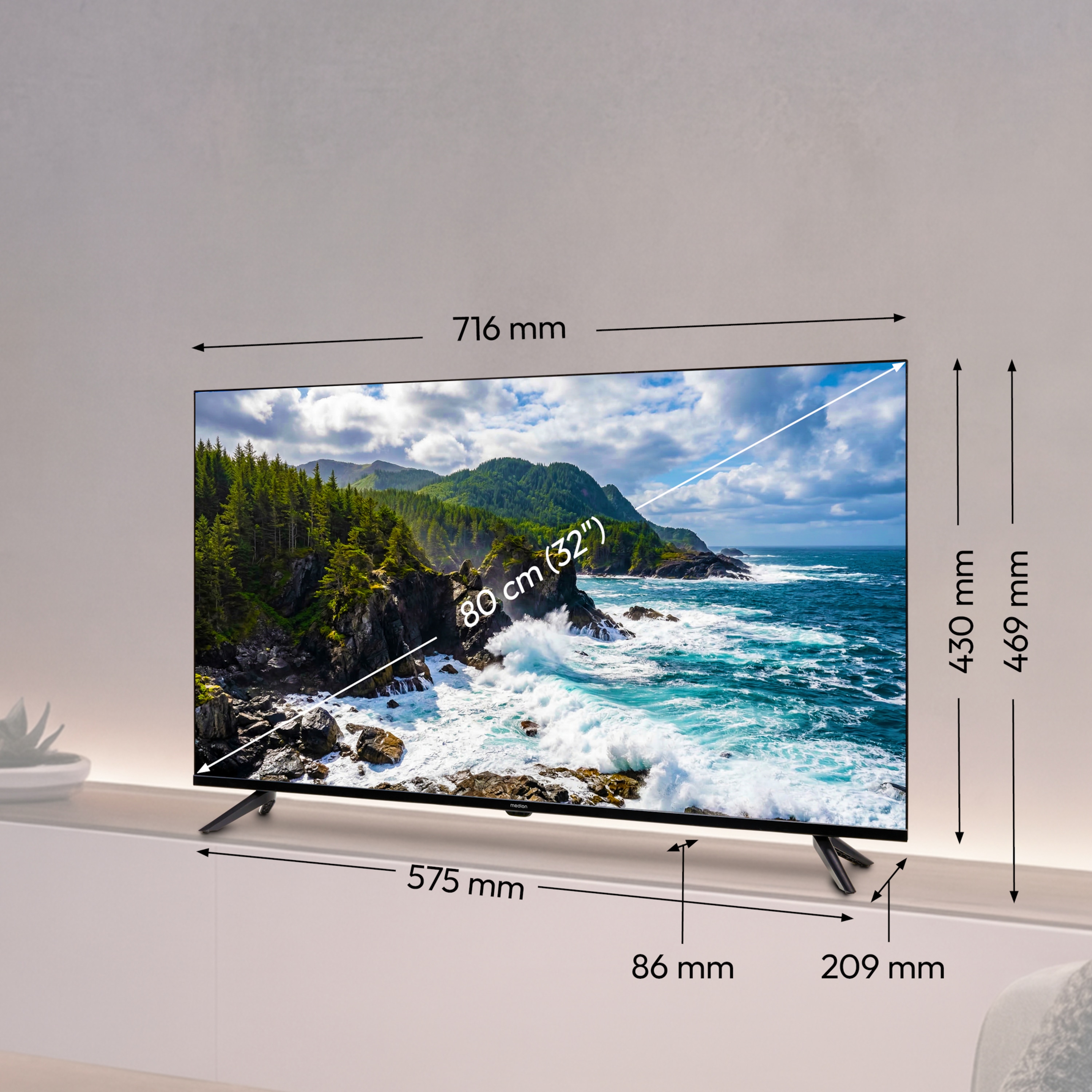 MEDION® LIFE MD 832002 HD TV, 80 cm (32“), HD Triple Tuner, integrierter Mediaplayer, CI+ Schnittstelle