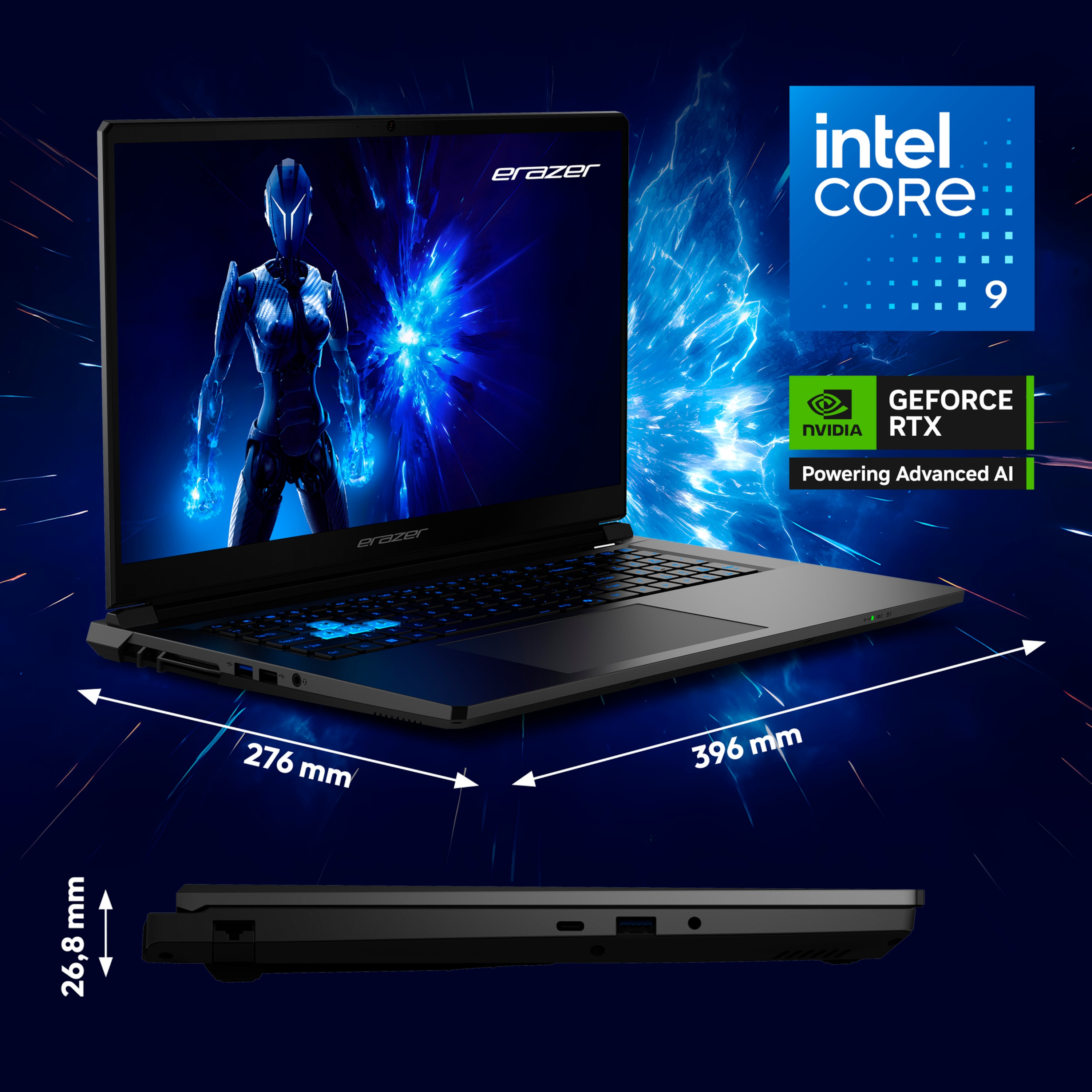 MEDION® ERAZER Defender 17 P1 Core Gaming Laptop, Intel® Core™ 9 270H, Windows 11 Home, 43,9 cm (17,3") FHD Display mit 144 Hz, NVIDIA® GeForce RTX™ 5070, 2 TB SSD, 32 GB RAM