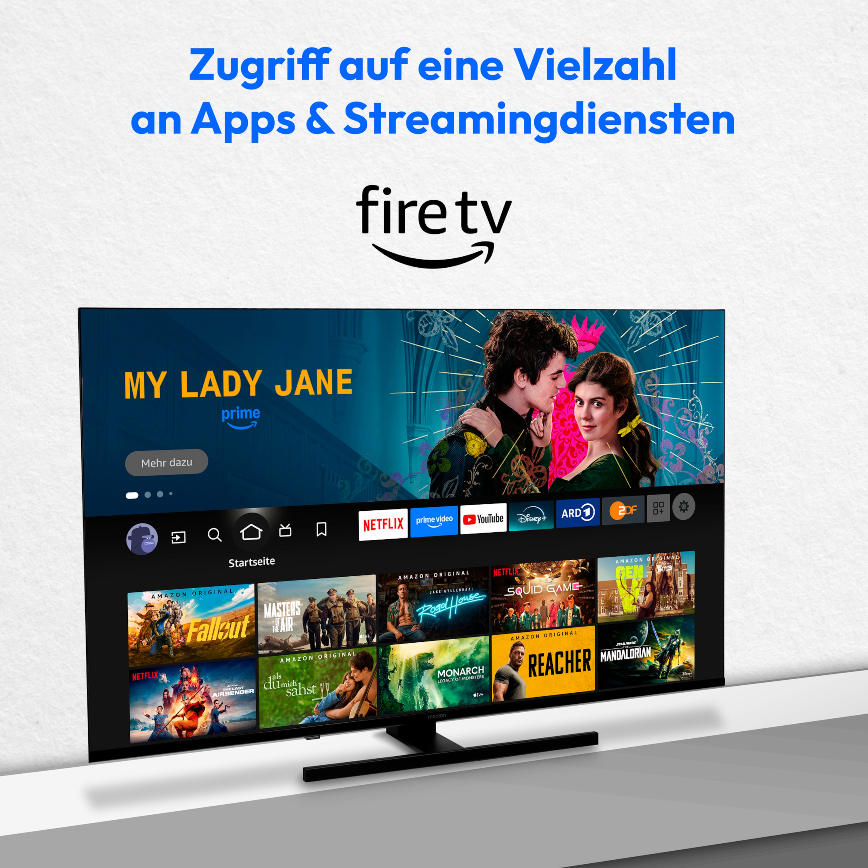 MEDION® LIFE® X8432506 (MD 843800) QLED Fire TV, 108 cm (43'') Ultra HD Display, HDR, Dolby Vision®, MEMC, Netflix, Amazon Prime Video, Bluetooth®, DTS X, DTS Virtual X, Dolby Atmos®, HD Triple Tuner, CI+ Schnittstelle