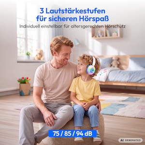 MEDION® LIFE HE-1 Kids Bluetooth Kinderkopfhörer, 3-stufiger Gehörschutz, bis zu 85 Std. Akkulaufzeit, MP3-Player, Bluetooth 5.4, AUX & microSD, LED-Lichtring, austauschbare Designs