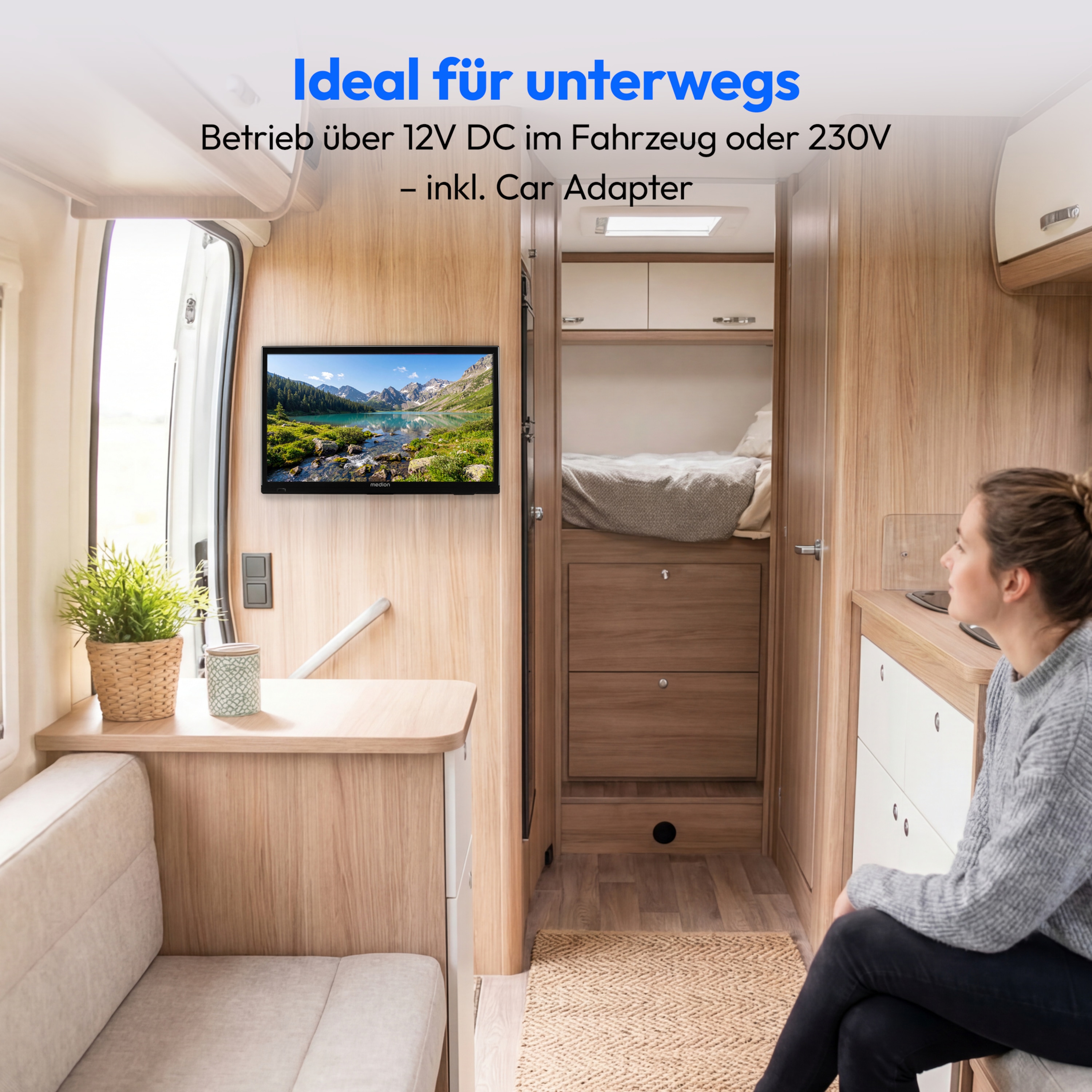 MEDION® LIFE MD 819001 Fernseher, 47 cm (19'') LCD-TV, HD Triple Tuner, integrierter DVD-Player, Car-Adapter, CI+ Schnittstelle