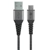 WENTRONIC USB-C auf USB-A Textilkabel mit Metallsteckern, elegantes und extra robustes Verbindungskabel, für Geräte mit USB-C Anschluss