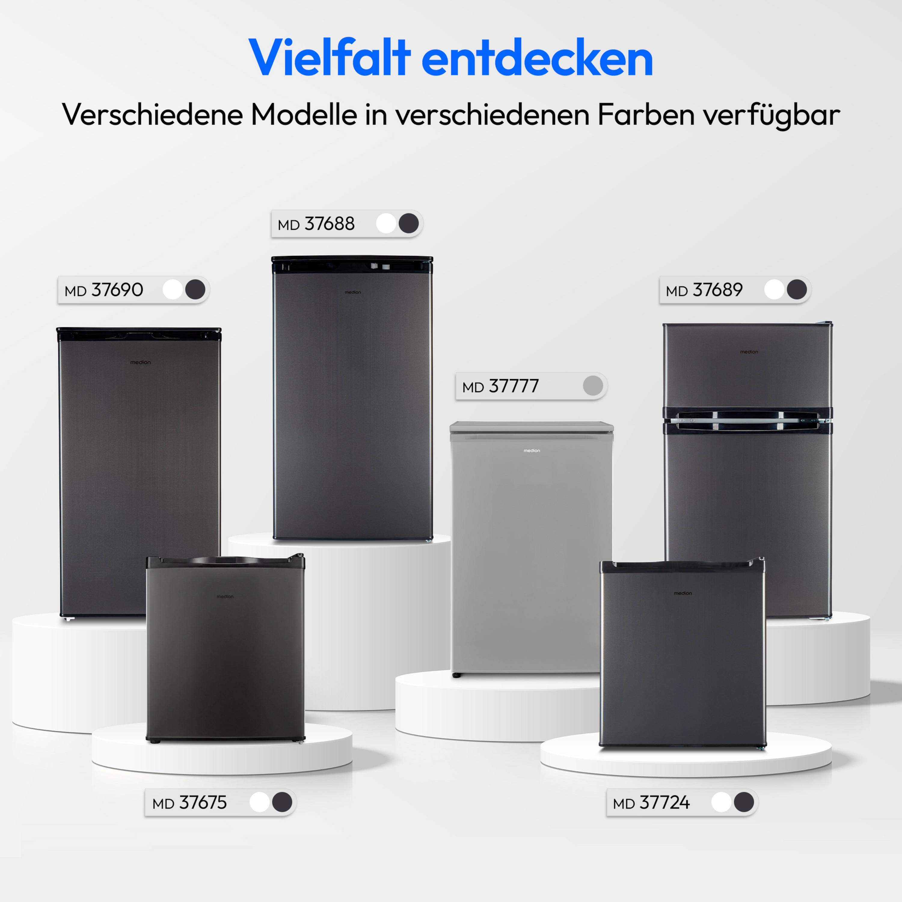 MEDION® LIFE Kühlschrank mit Eiswürfelfach MD 37690, 90 L Gesamt-Nutzinhalt (Kühlteil 80 L & Eiswürfelfach 10 L), wechselbarer Türanschlag, geringer Geräuschpegel