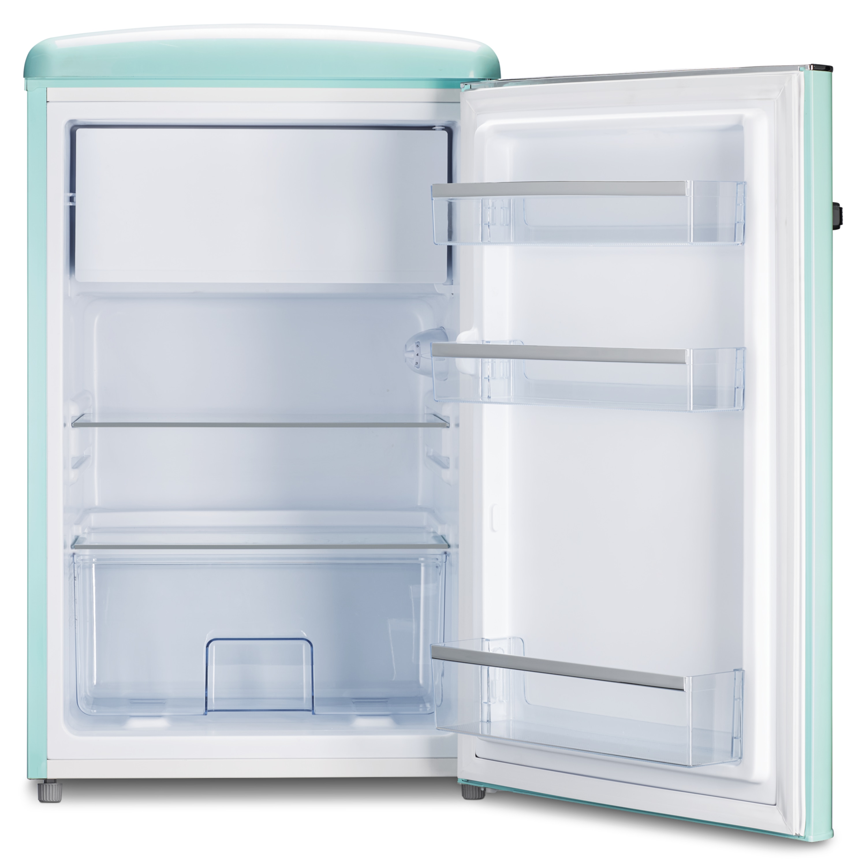 MEDION® LIFE® Retro Kühlschrank mit Gefrierfach MD37790, 108 L Gesamtnutzinhalt, 37 dB, höhenverstellbare Füße, Energieeffiziensklasse D