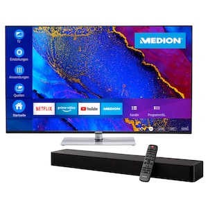 MEDION® Offre combinée ! LIFE® X15018 125,7 cm (50 pouces) Ultra HD Smart-TV & Barre de son avec Bluetooth P61155