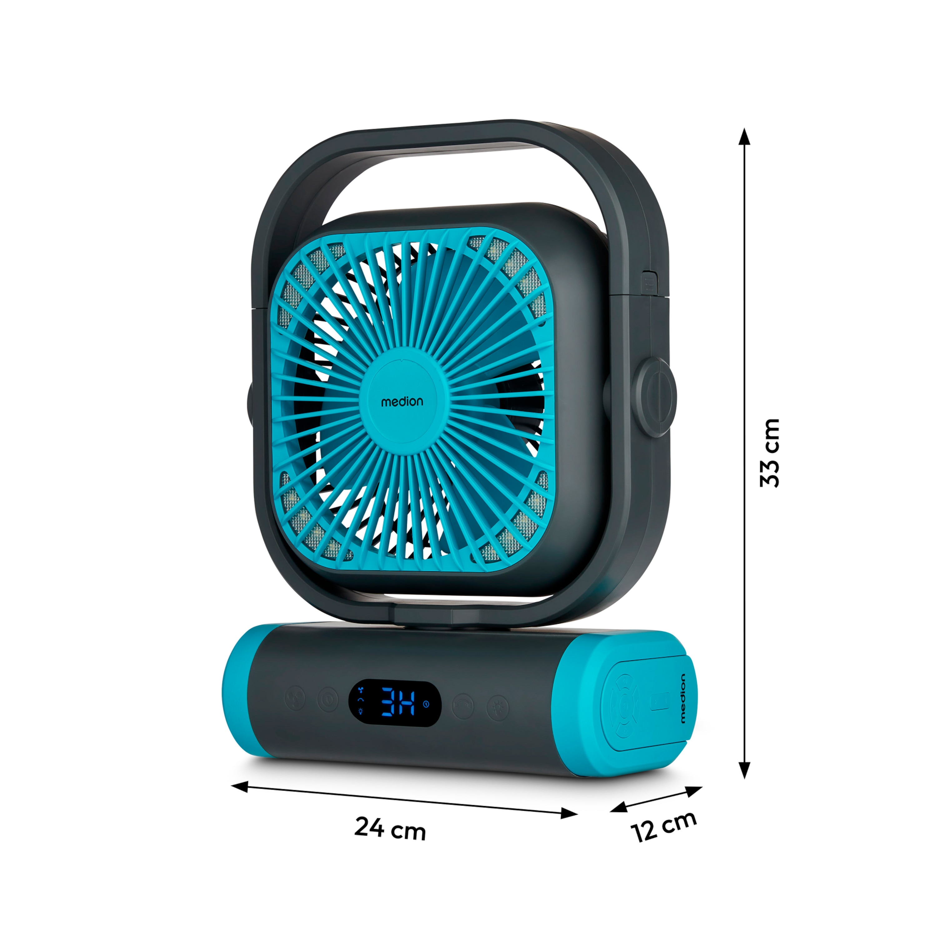 MEDION® LIFE Camping Ventilator E10 TF, 20 W Leistung, 5 Geschwindigkeitsstufen, 110° Oszillation, 10.000 mAh Akku, als Powerbank nutzbar, LED