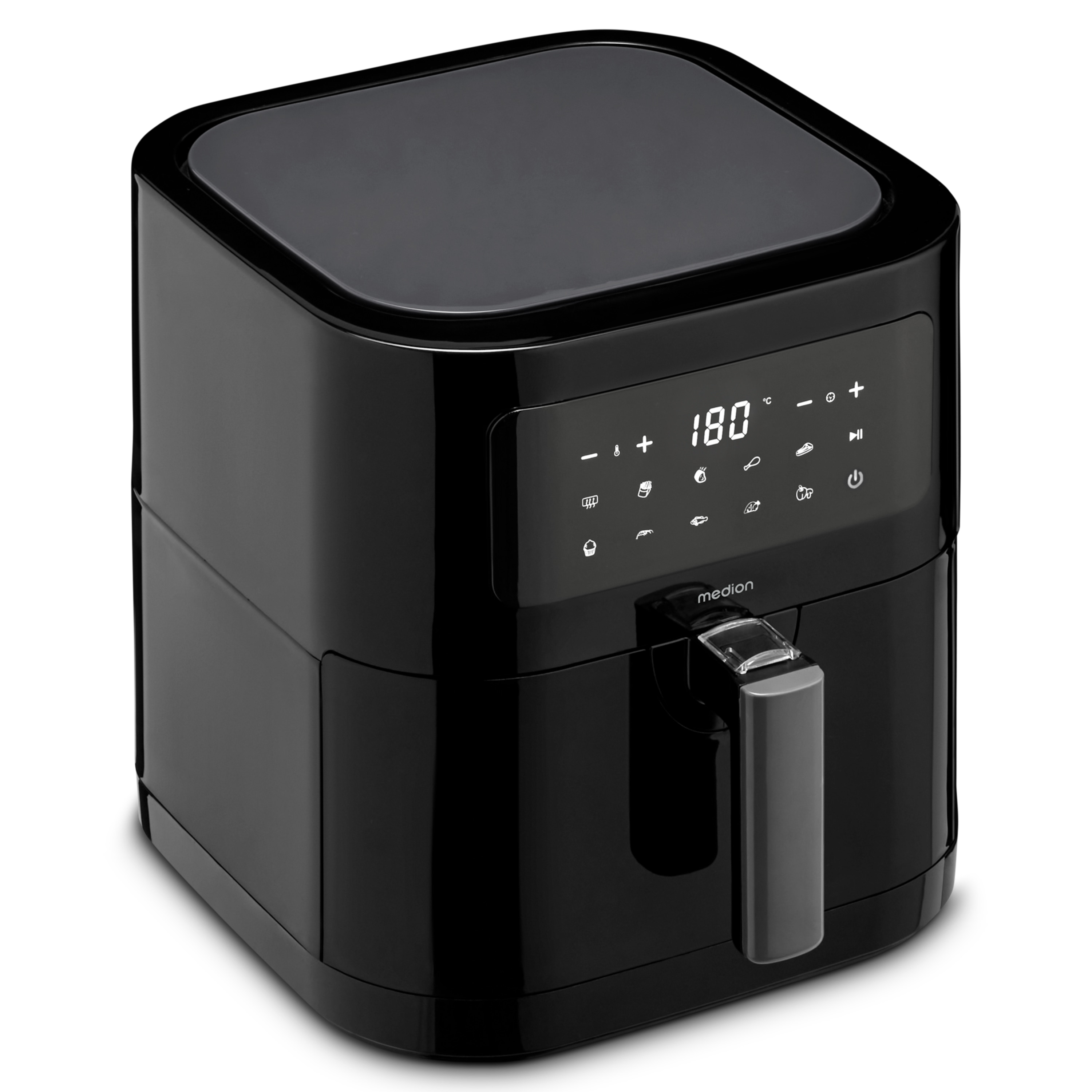 MEDION® LIFE® E40 XL Heißluftfritteuse MD 11740, 100 Rezepte in der Life+ App, ölfreies Frittieren, 9 Automatikprogramme, 5,2 L Korbvolumen