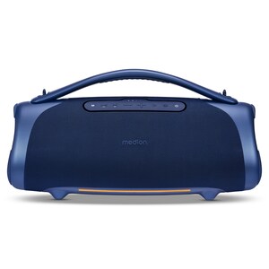 MEDION® LIFE P61768 Tragbarer Bluetooth® Lautsprecher XL blau, Dual Illuminated & Lightstrip (RGB-Lichteffekte), Bluetooth® 5.3, integrierter Akku mit bis zu 30 Stunden Laufzeit, robustes & mobiles Design, 2 x 25 W + 50 W RMS