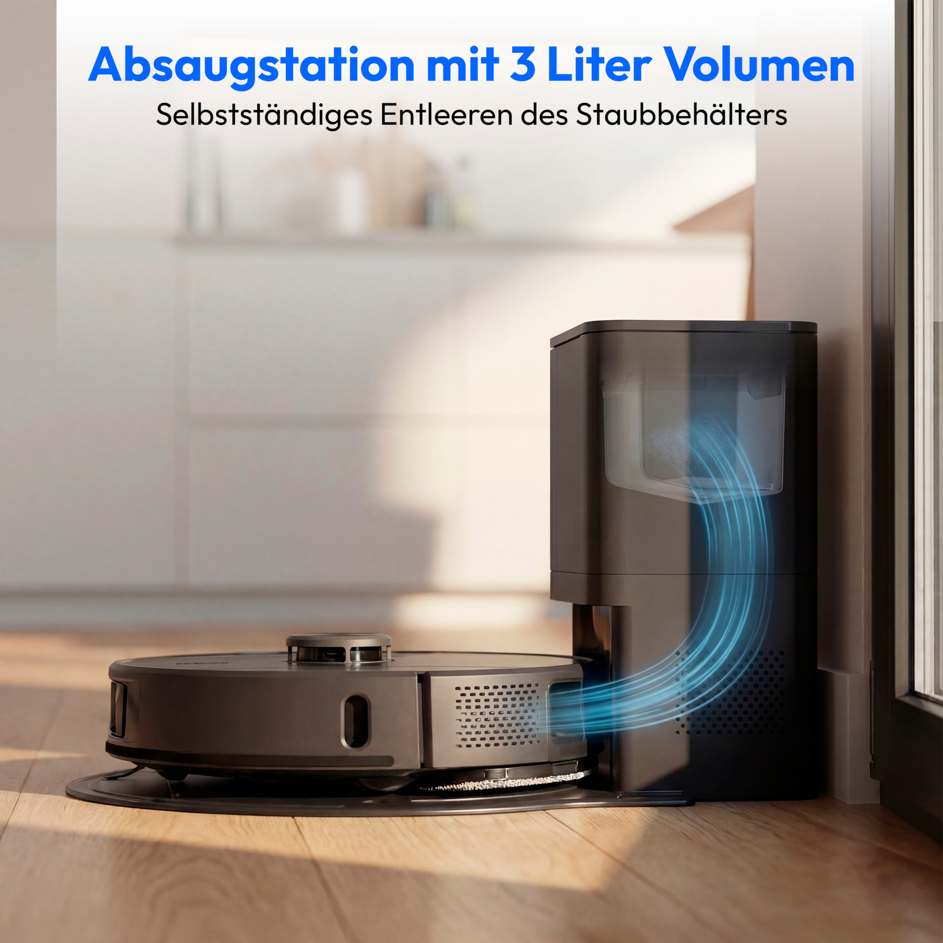 MEDION® Saugroboter mit 2-in-1 Absaugstation X51 SW+, Wischfunktion, rotierende Wischmopps, Lasernavigation, Hinderniserkennung durch Kreuzlinienlaser, starke 10.000 Pa Saugkraft, präzise Kartenerstellung
