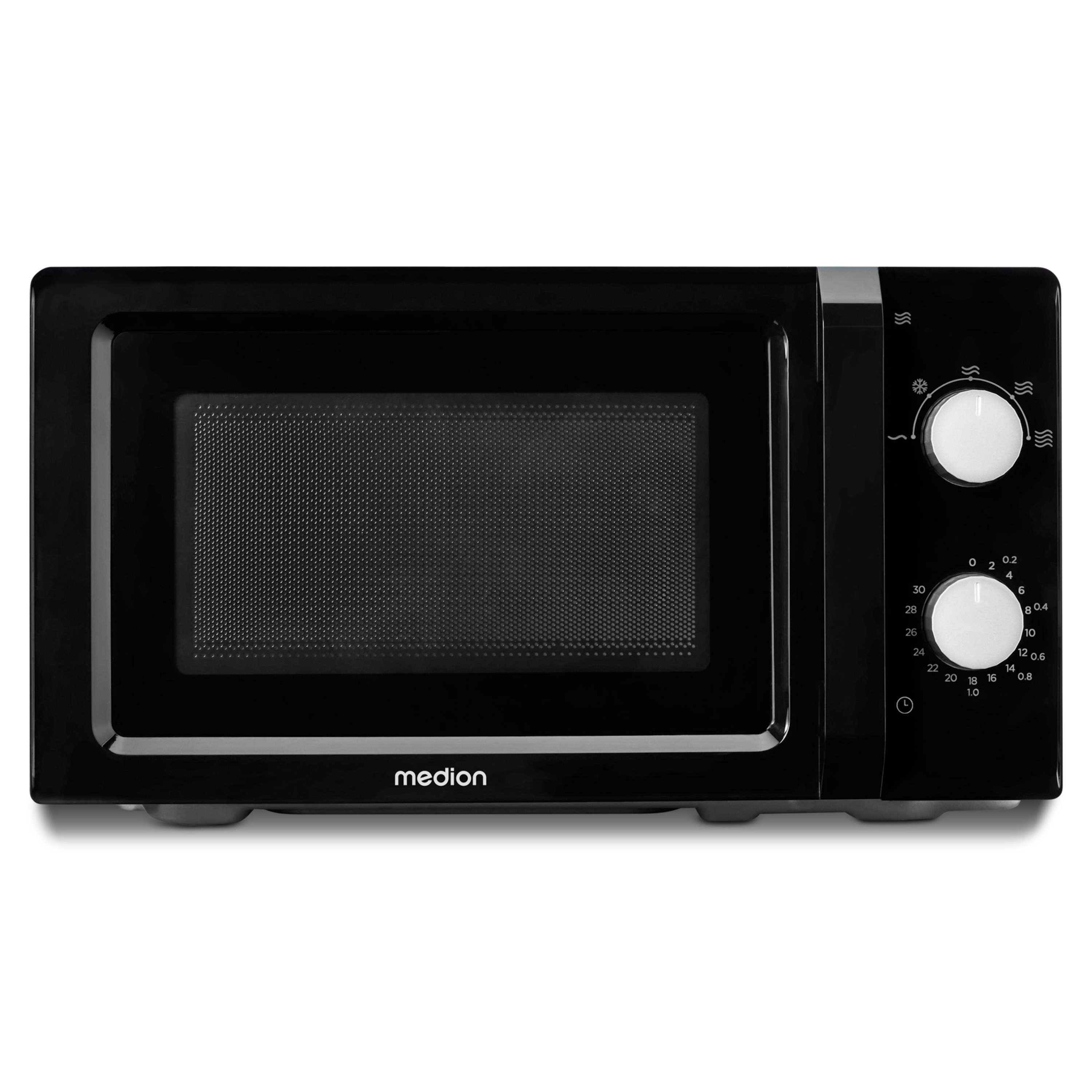 MEDION® LIFE® Mikrowelle MD 11475, 700 W Leistung, 20 L kompakt, 5 Mikrowellenstufen, Auftaufunktion, Timerfunktion