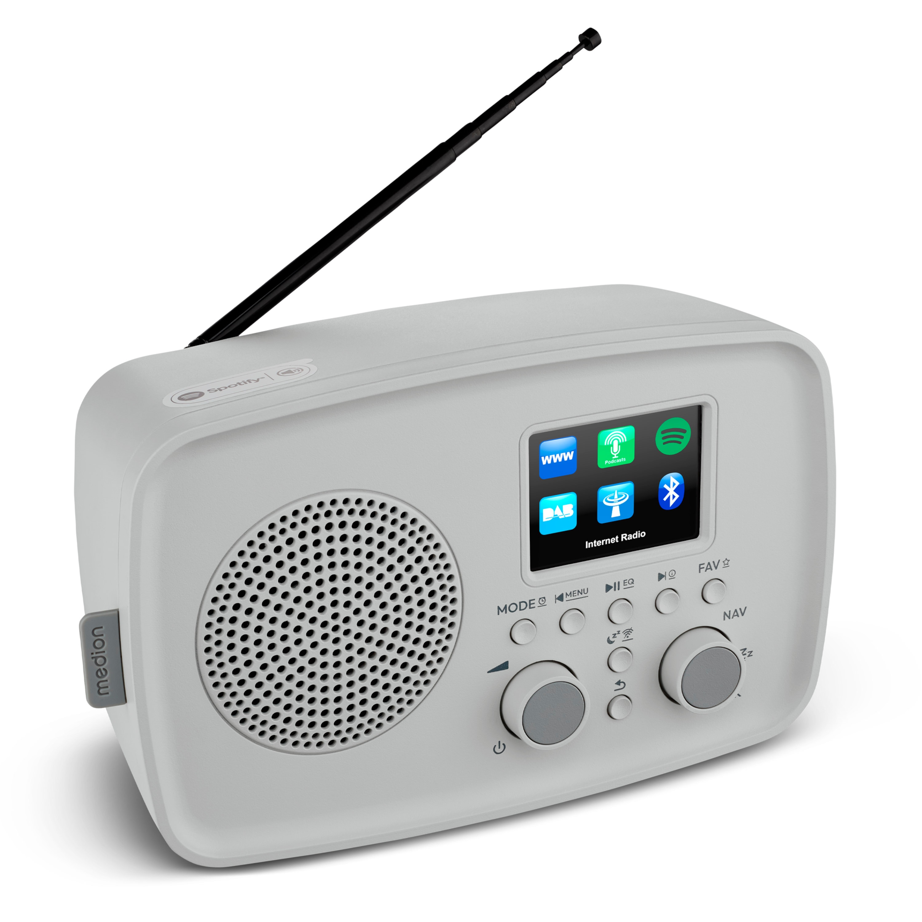 MEDION® MEDION LIFE Internetradio IRE-1 (MD89318), Empfang von über 40.000 Sendern & 20.000 Podcasts, 5 Watt (RMS), Bluetooth® 5.2 wireless technology, 2,4" (6,1 cm) TFT-Farbdisplay